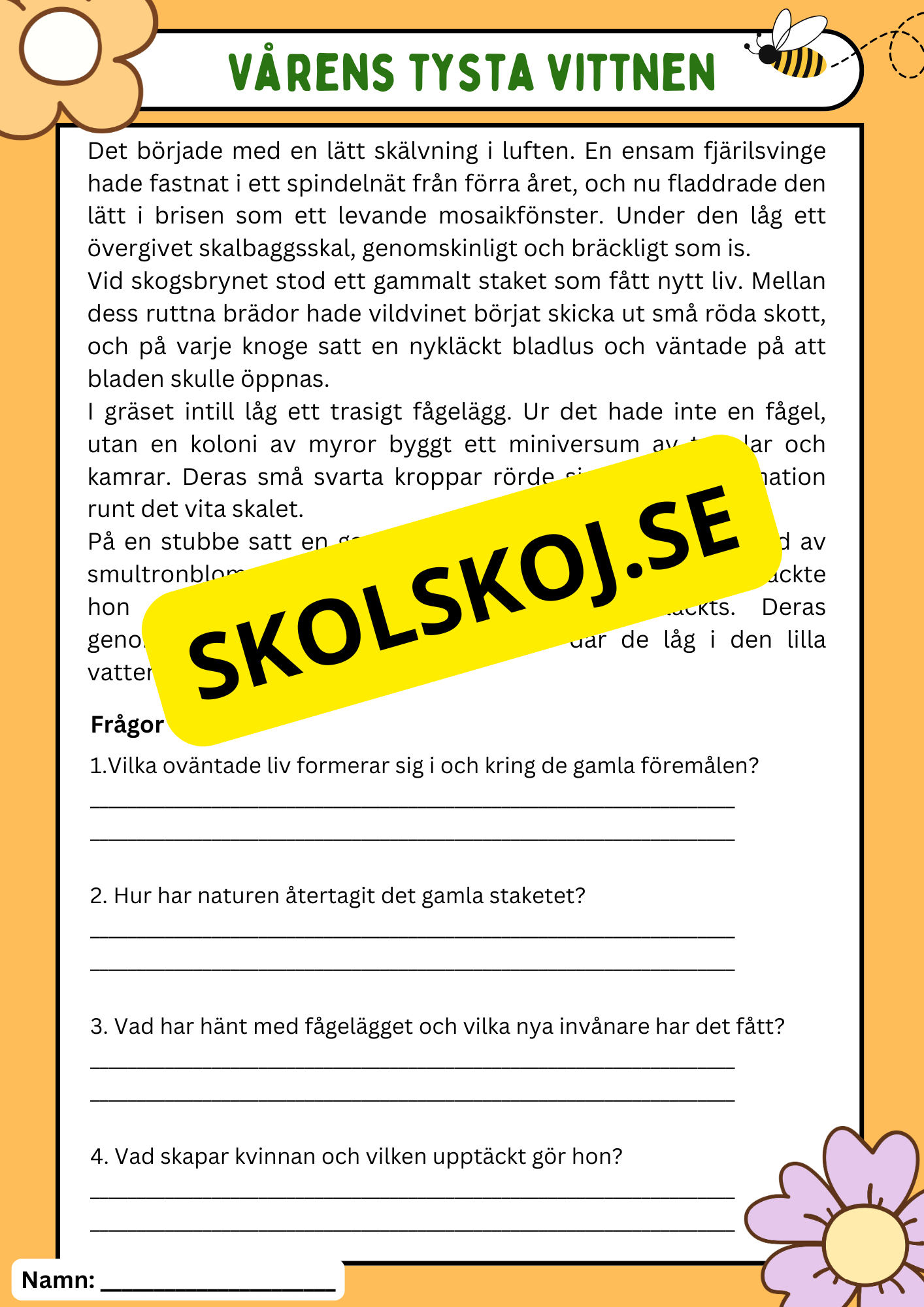 Vårens 10 hemliga världar – Läsförståelse och naturupptäckter - Åk 3 - 6