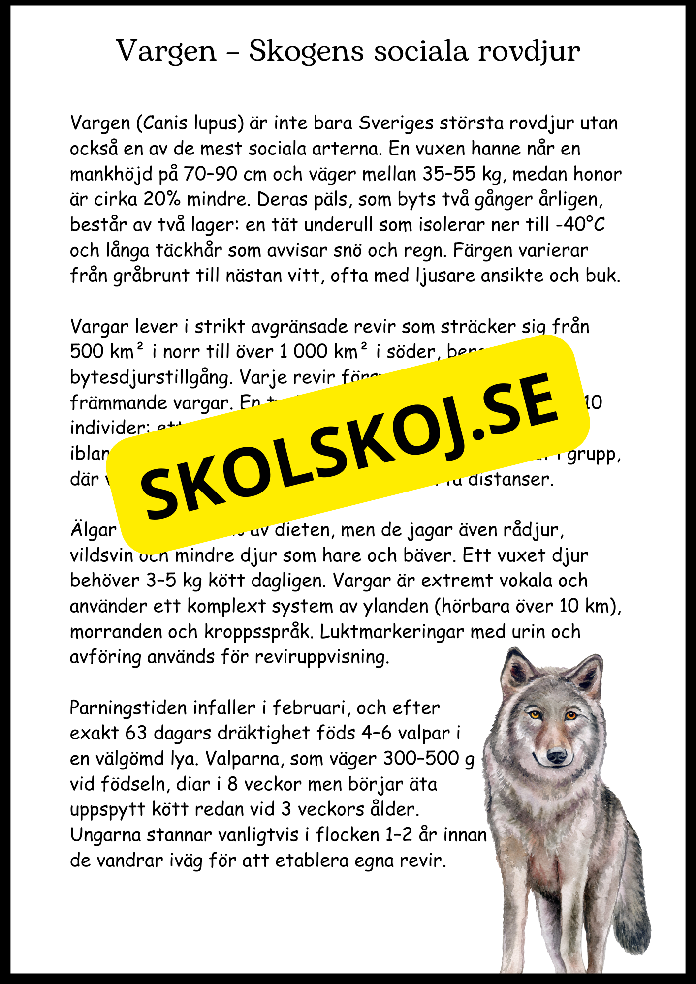 Sveriges landskapsdjur - Häfte - Årskurs 4 - 6 (17 sidor)