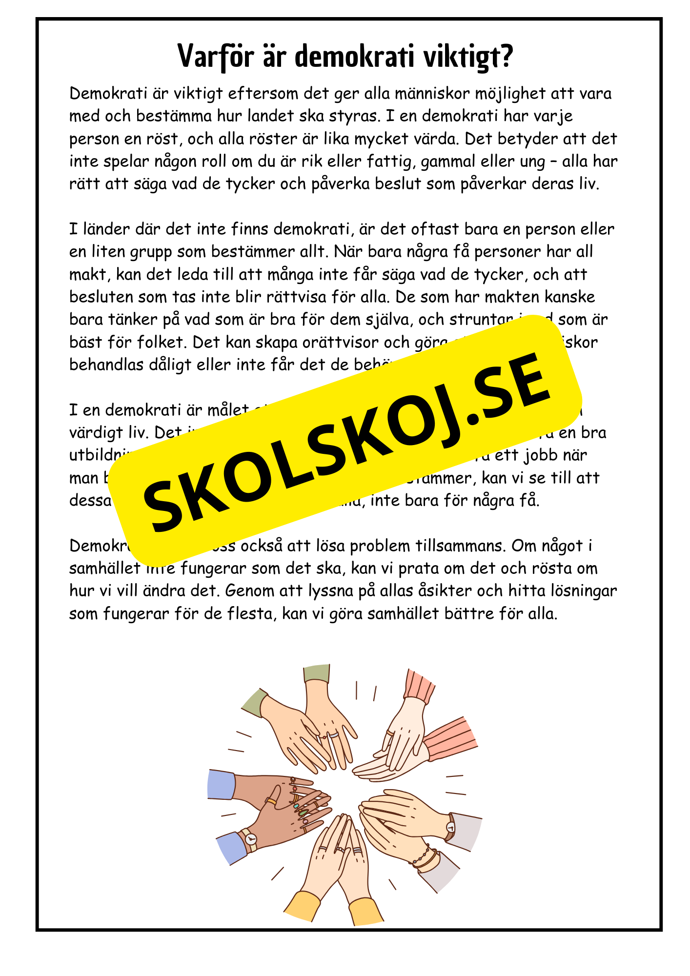 Vad är demokrati? - Årskurs 4 - 6 (18 sidor)