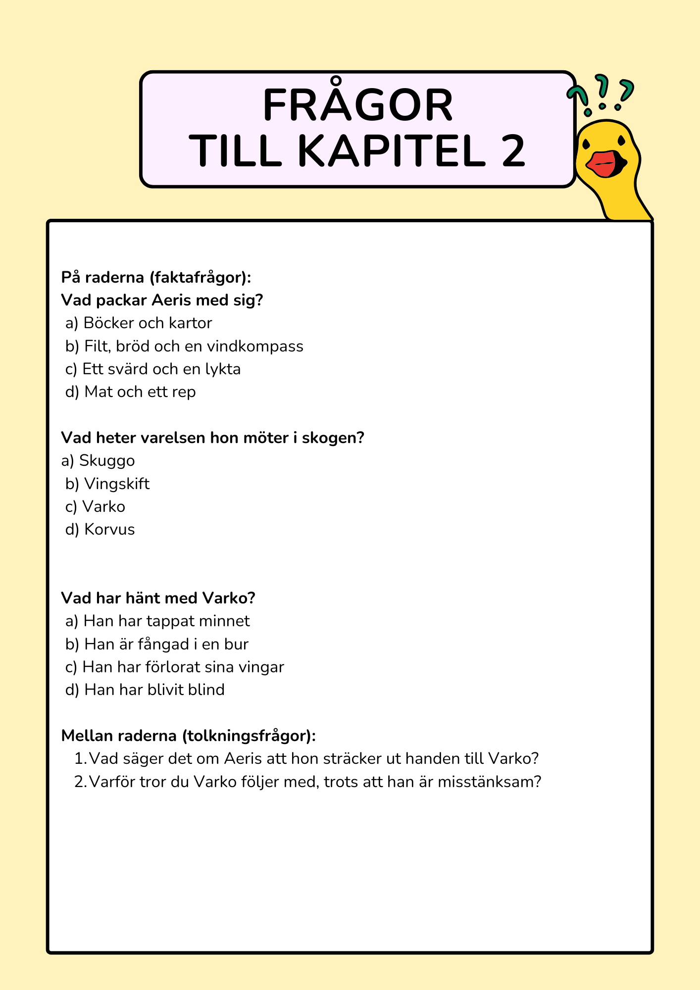 Aeris och Skuggvinden - Läsförståelsehäfte (26 sidor)