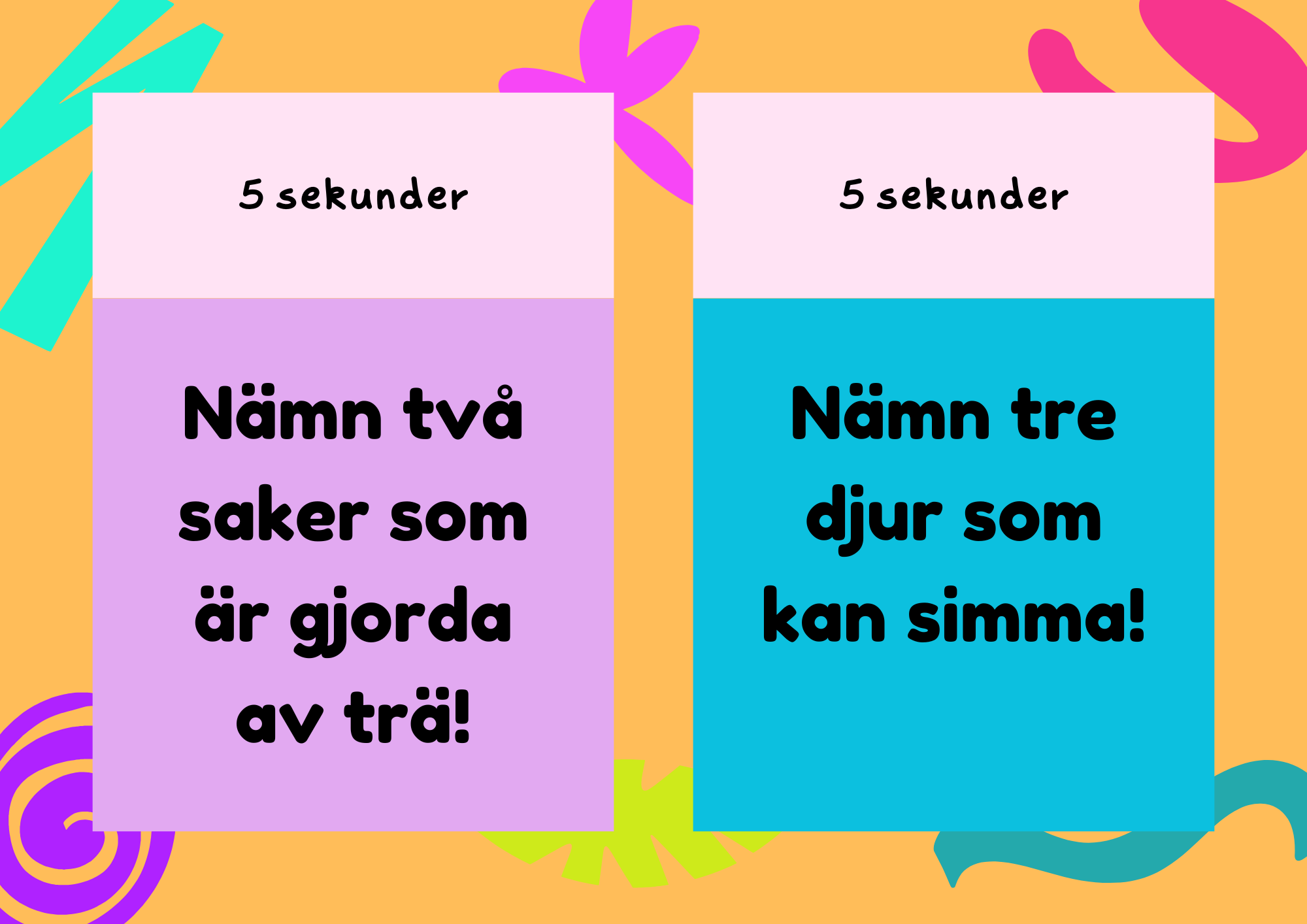 Nämn två, nämn tre! – Ett kul och färgsprakande quiz