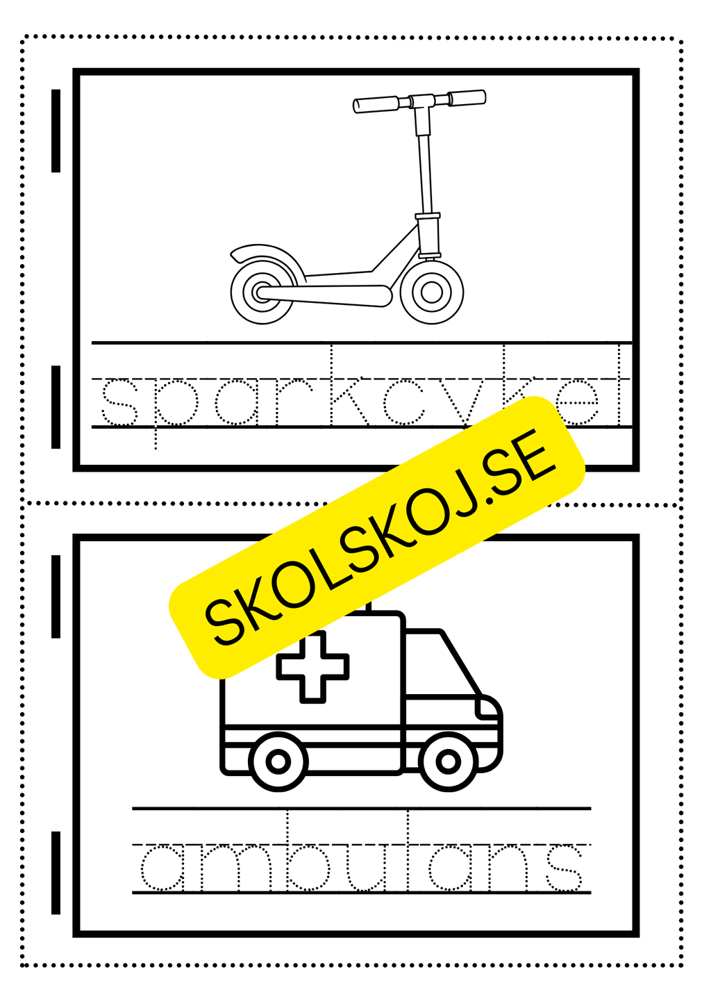 Min skrivbok - Tema fordon