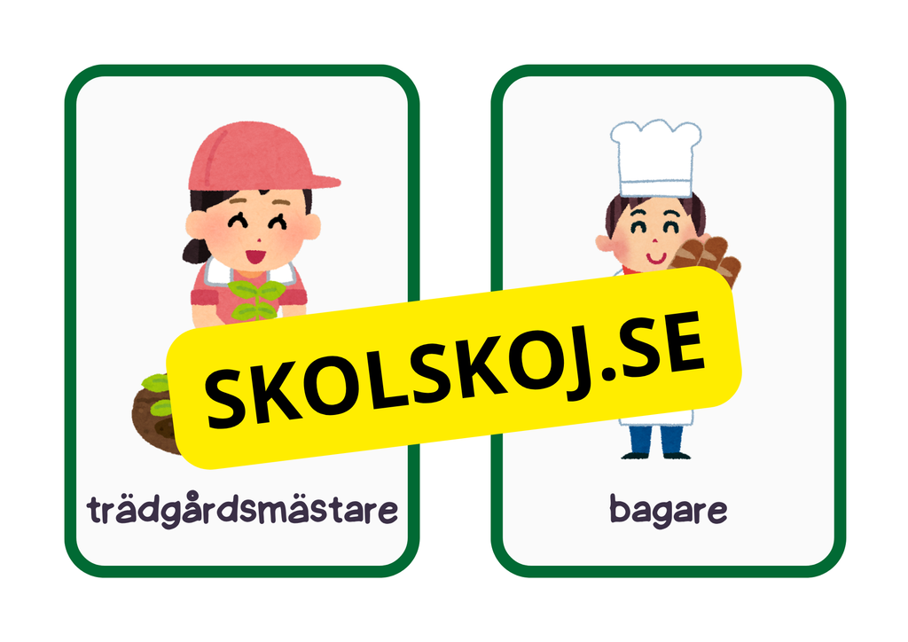 Flashkort - Tema yrke - A5 format