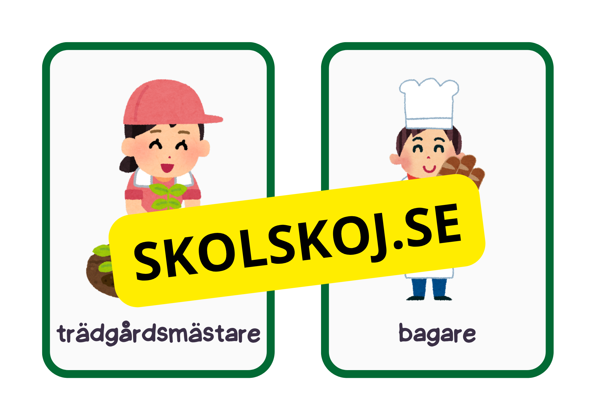 Flashkort - Tema yrke - A5 format