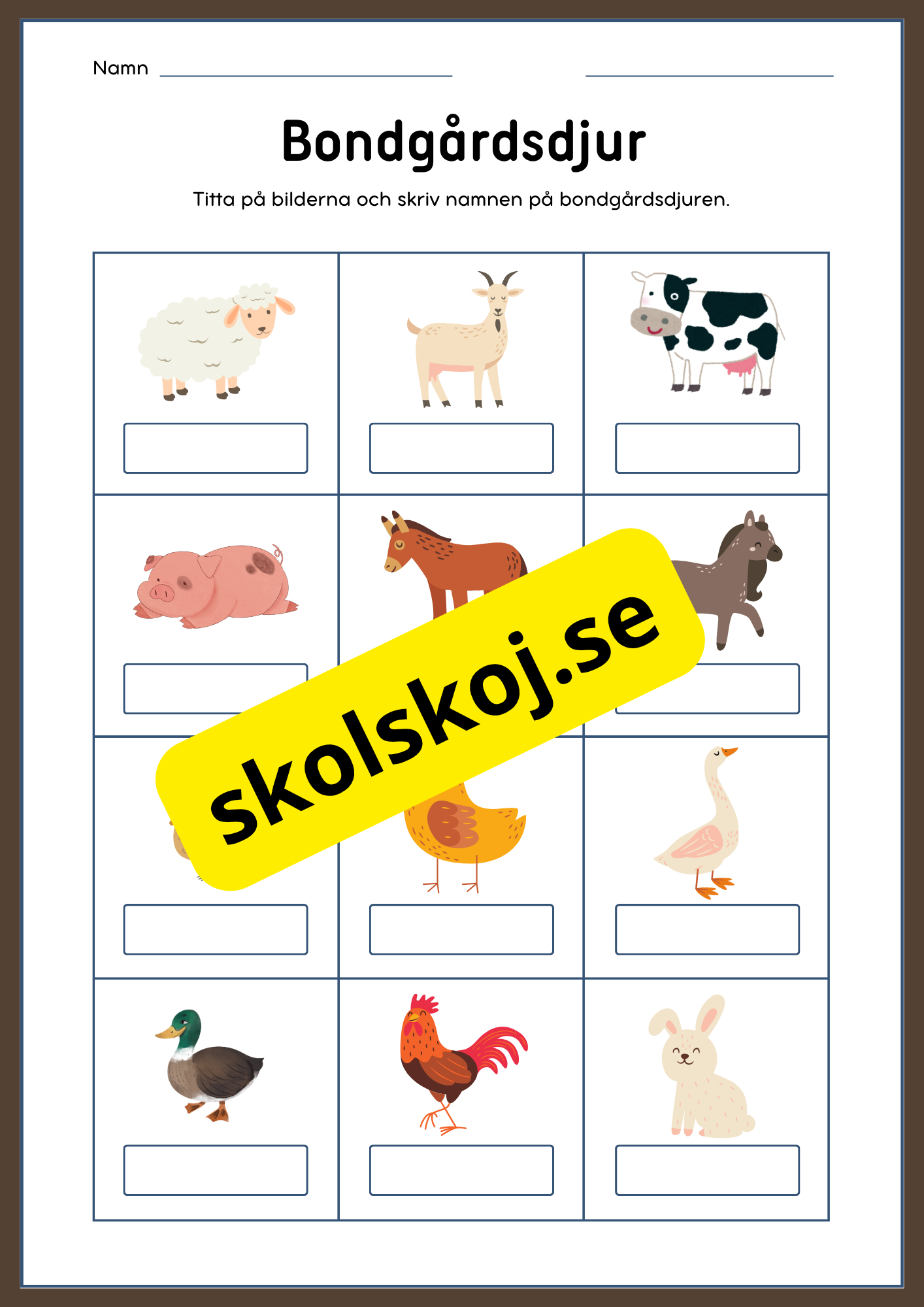 Bondgårdsdjur - Blandade uppgifter