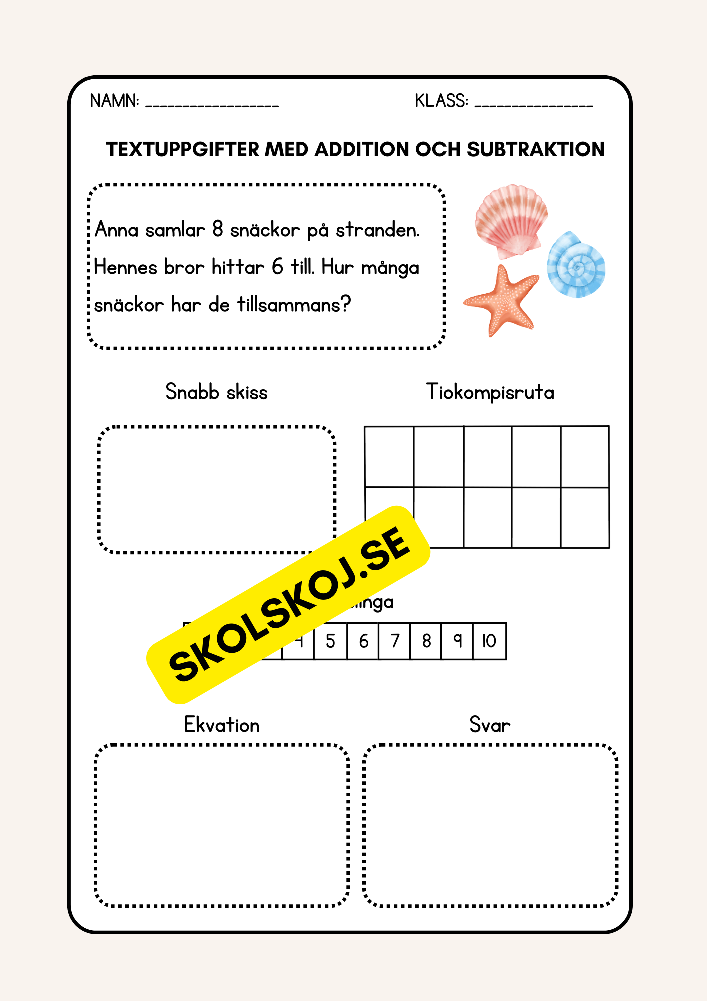 Textuppgifter med addition och subtraktion - Årskurs 2 - 3