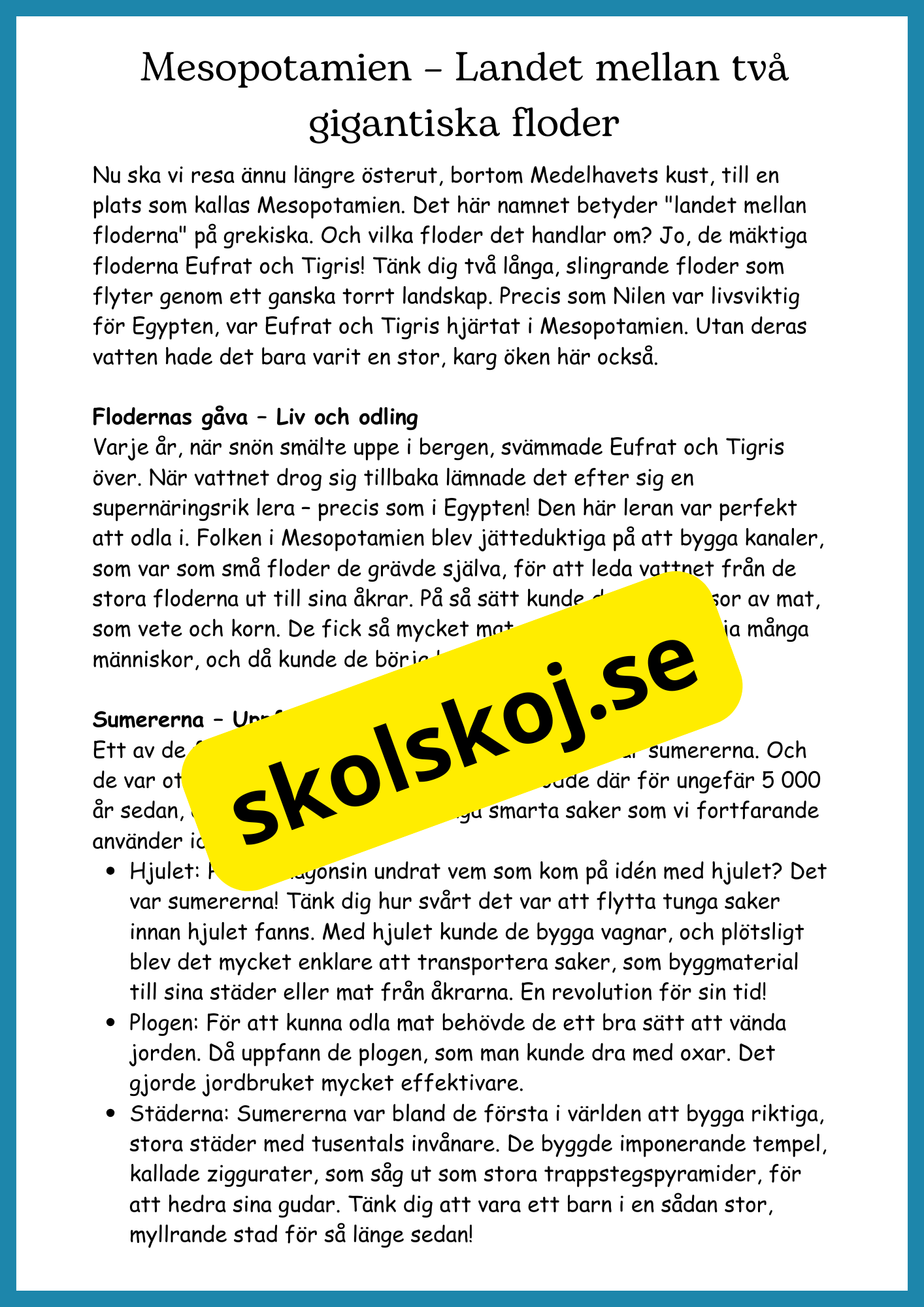 Antikens värld: En tidsresa runt Medelhavet + frågor - Åk 4 - 9