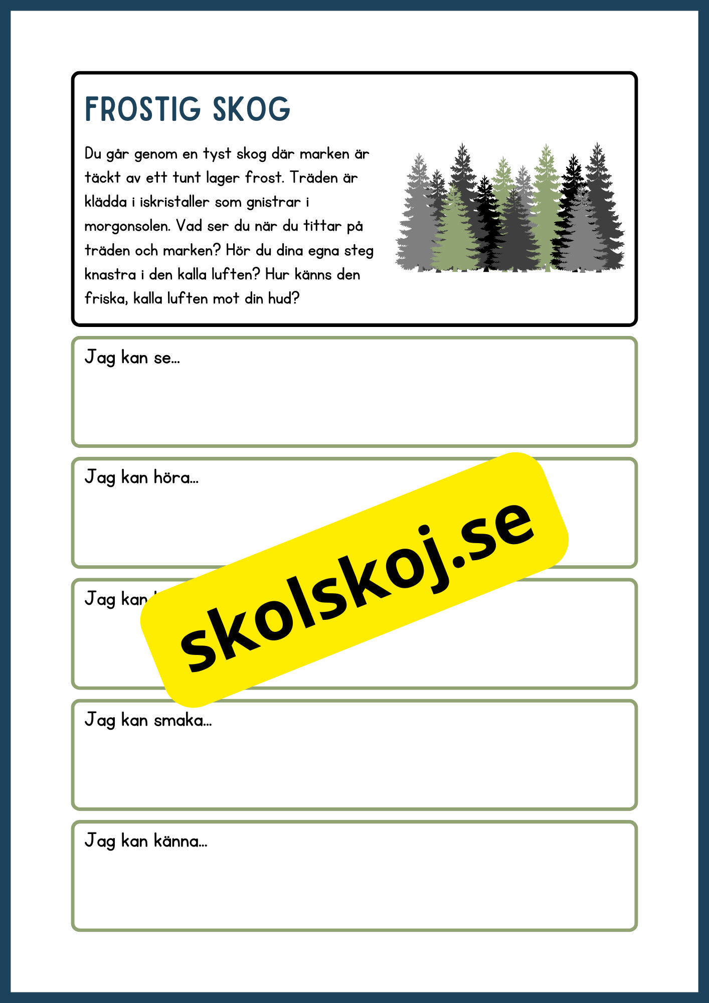 Skrivuppgifter - Använd dina sinnen för att utforska naturen