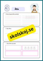 Skriv och spåra siffror med och utan stöd - 0 - 10