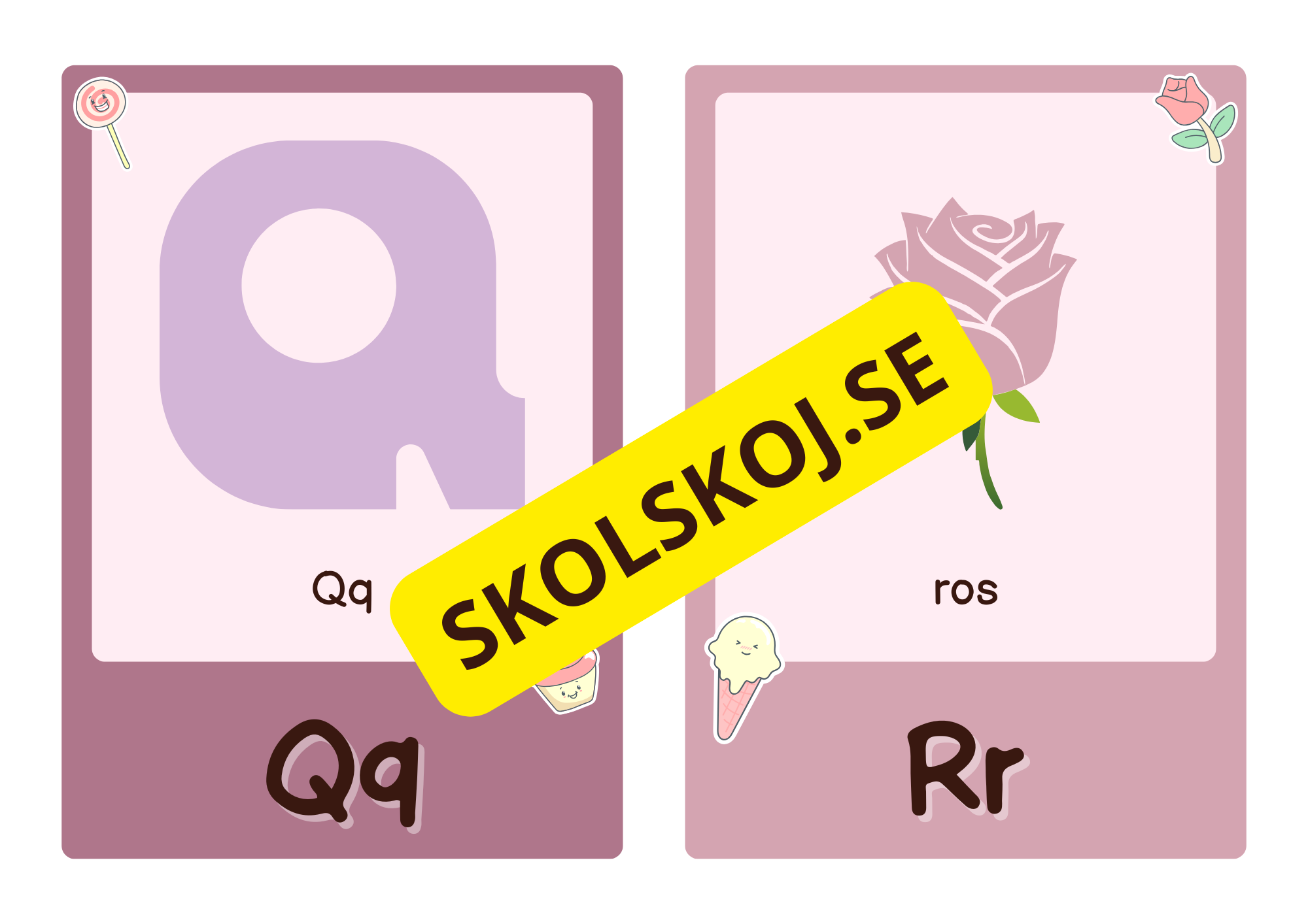 Roliga och söta bokstavskort i glada färger