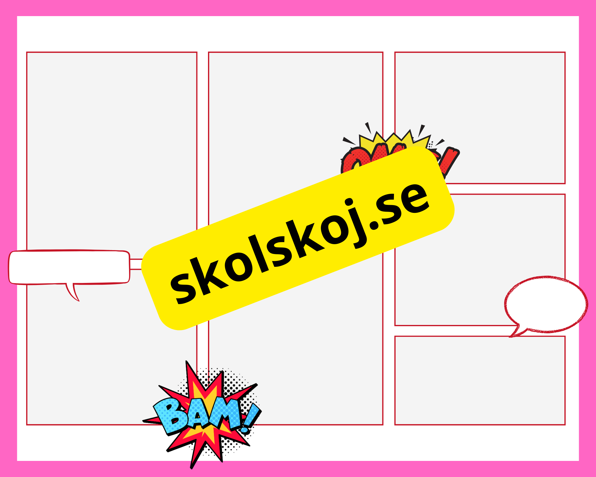 Färgglada och illustrativa serierutor med i superhjältarnas värld.