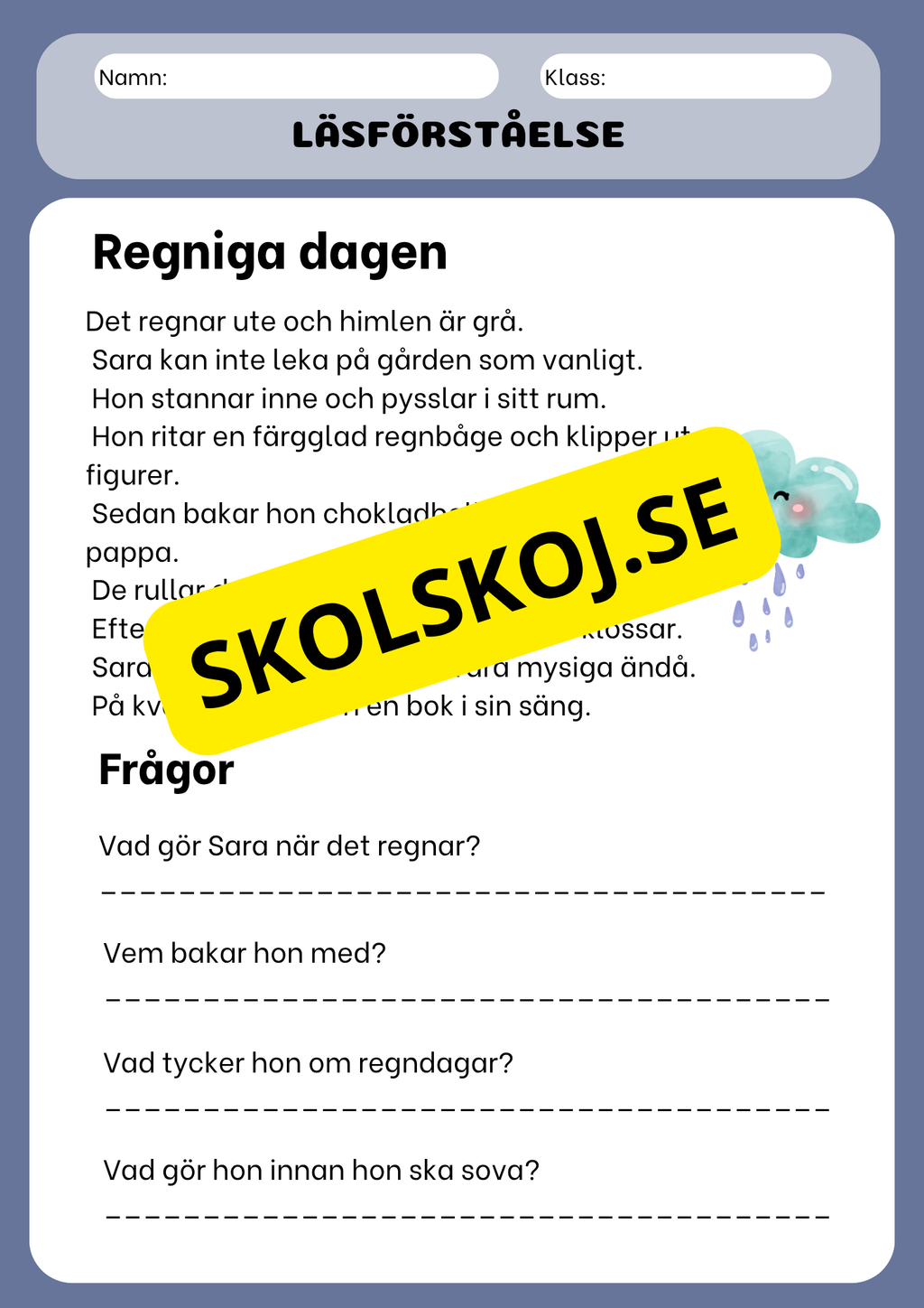 Läsförståelse med korta berättelser
