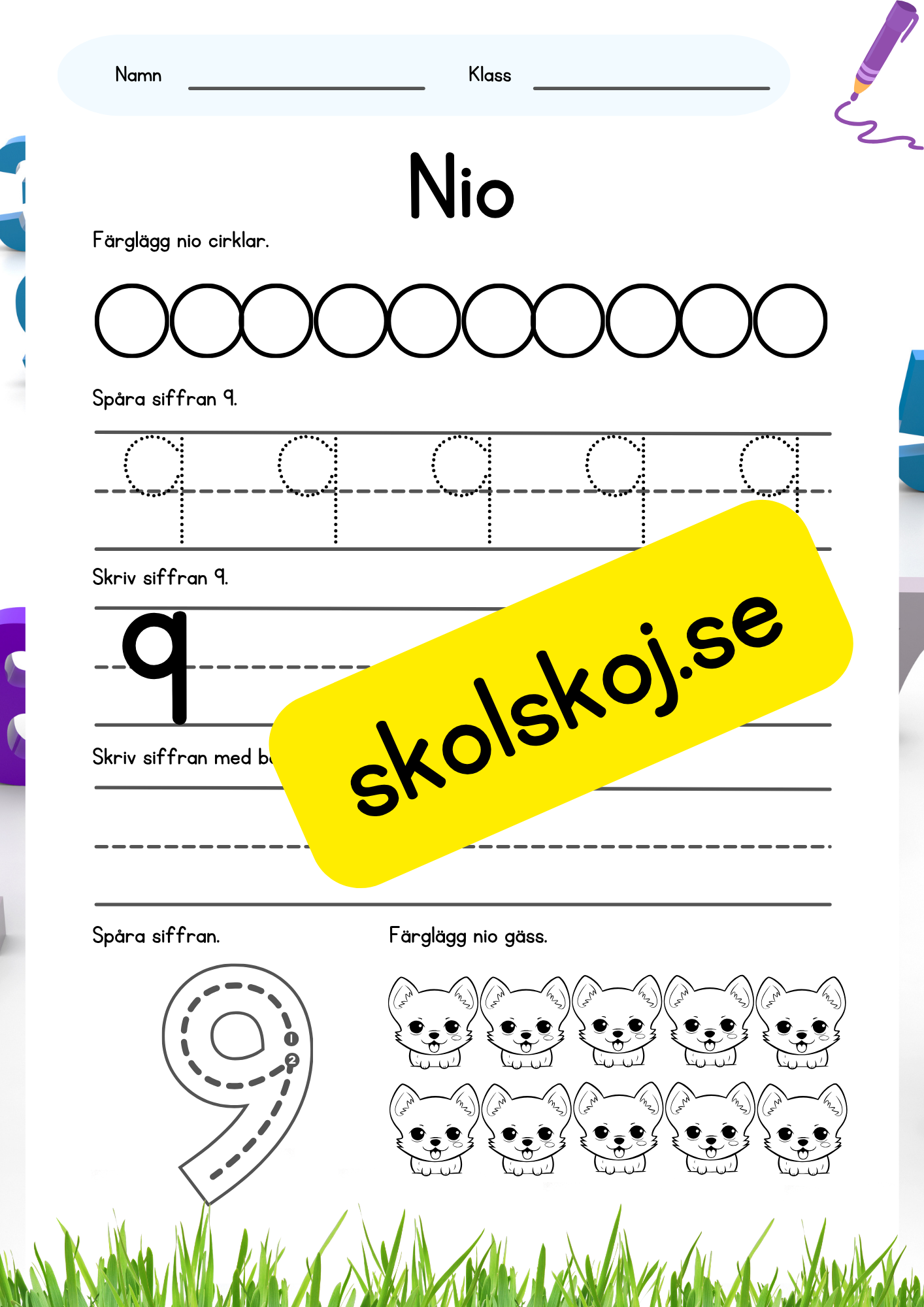 Skriv siffrorna Fk - Åk2
