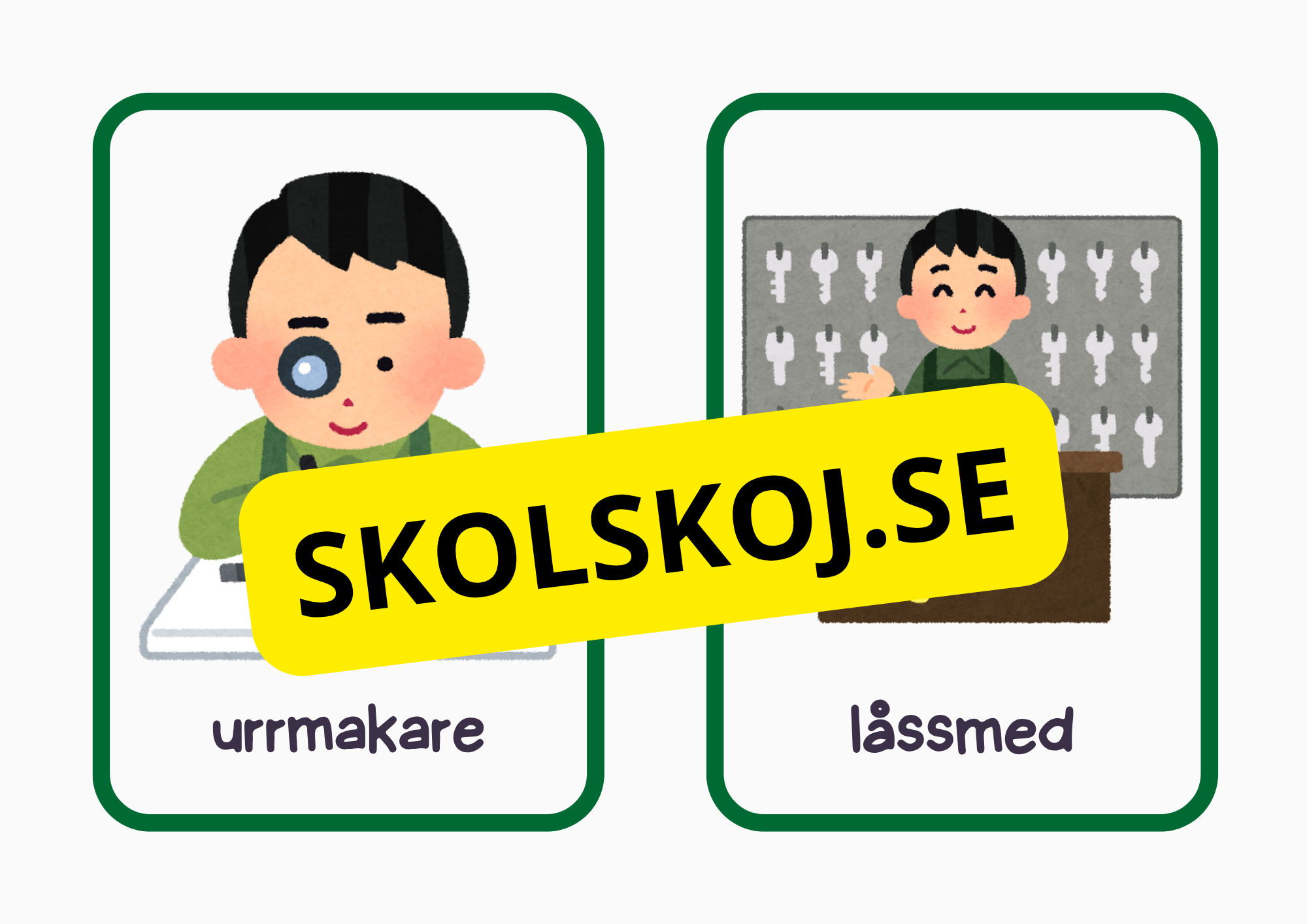 Flashkort - Tema yrke - A5 format