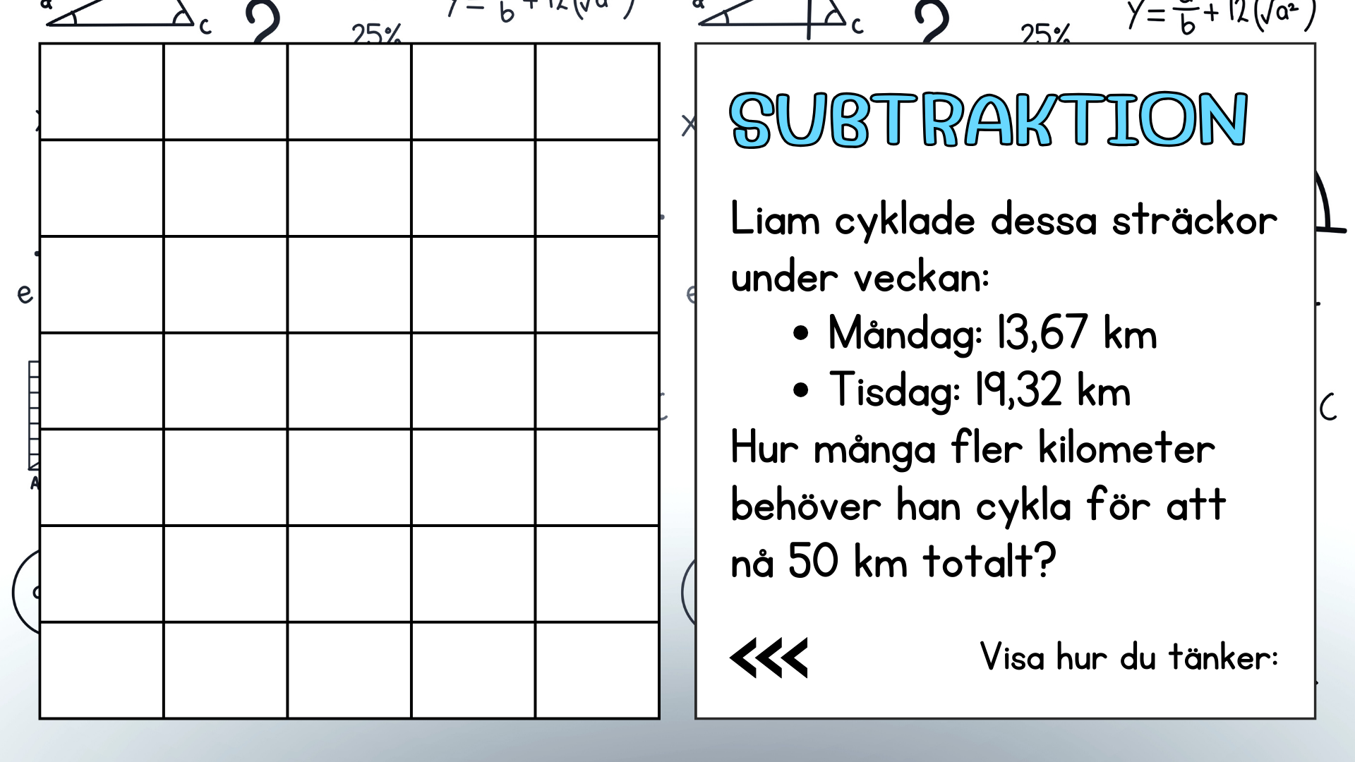 Problemlösning - Addition & subtraktion - Decimalform - Åk 5 - 6