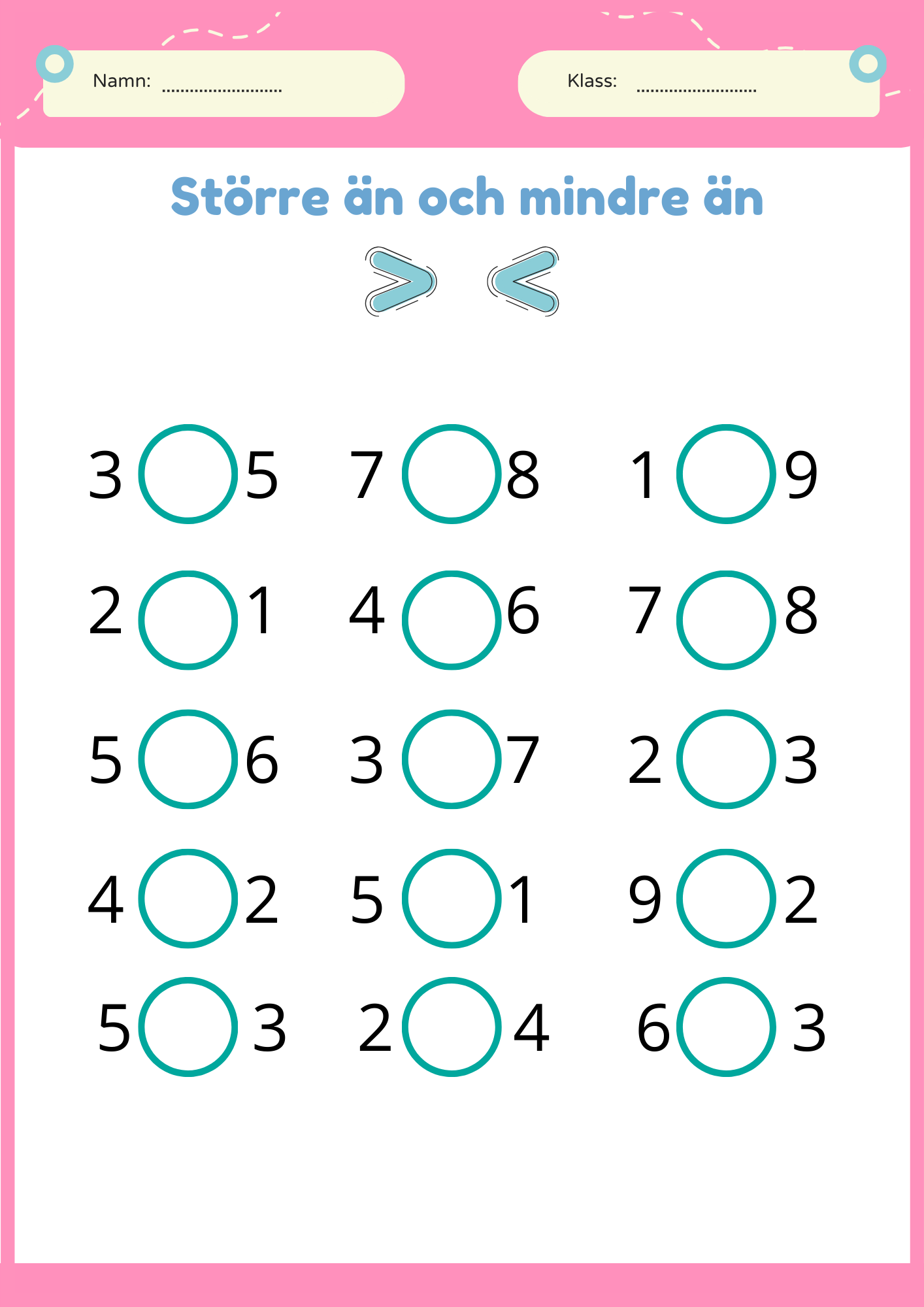 Större än, mindre än och lika med - Häfte