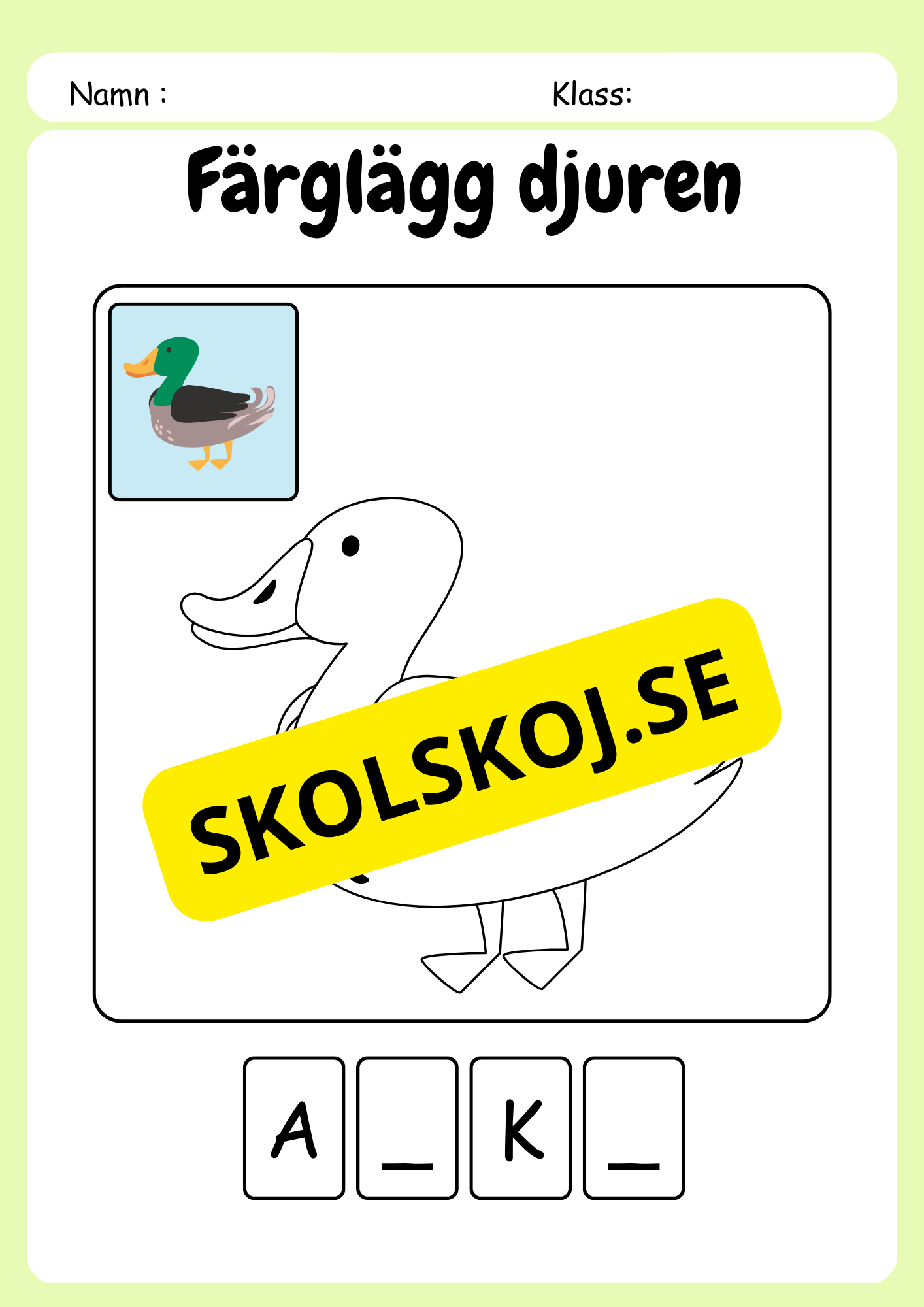 Färglägg, titta och skriv - Häfte