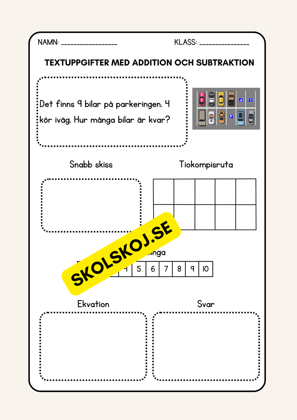 Textuppgifter med addition och subtraktion - Årskurs 2 - 3