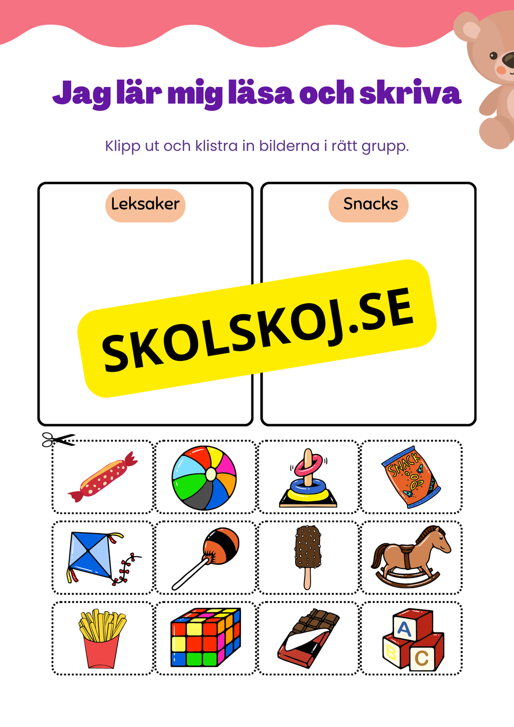 Jag lär mig läsa och skriva - Tema: Leksaker