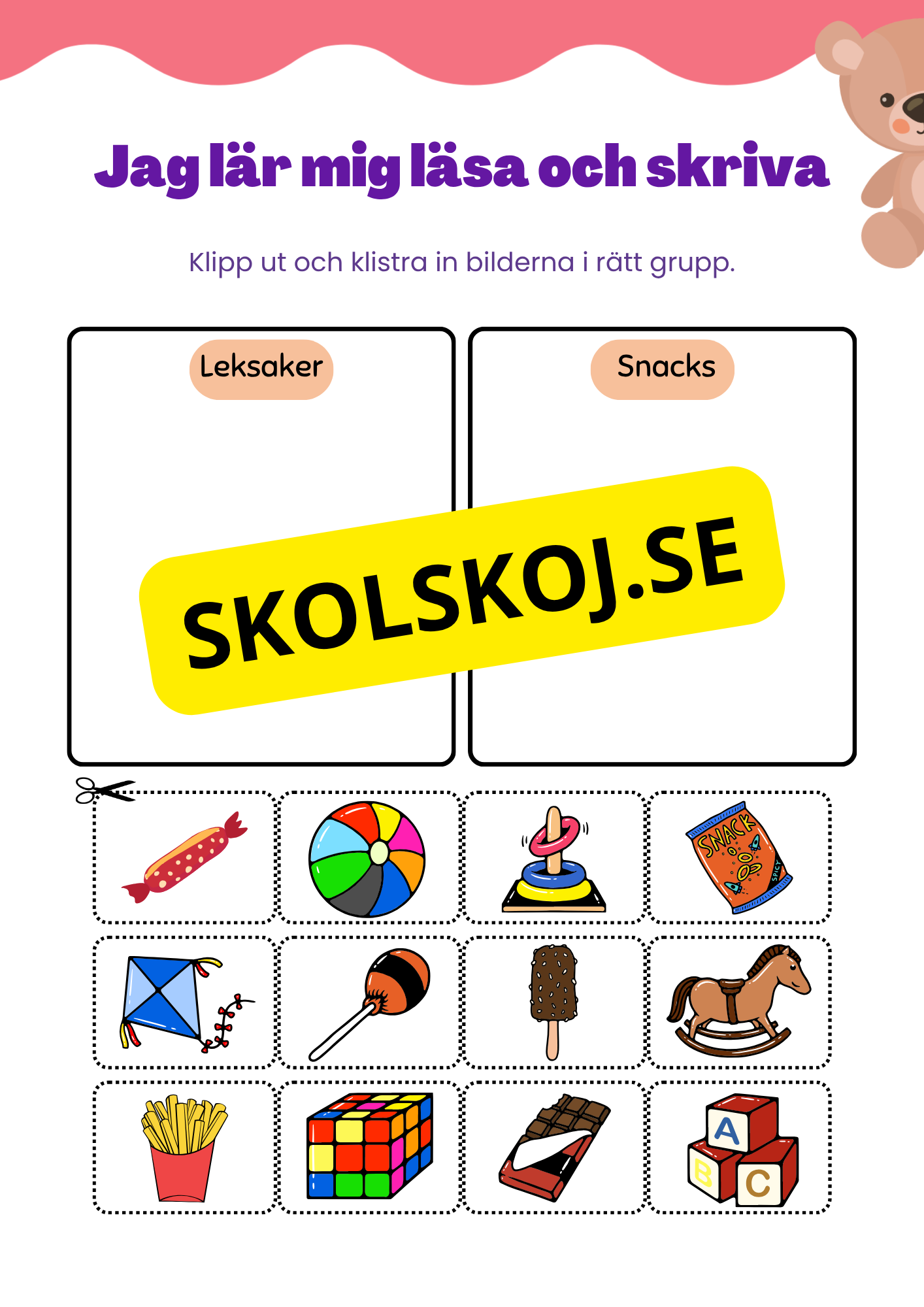 Jag lär mig läsa och skriva - Tema: Leksaker