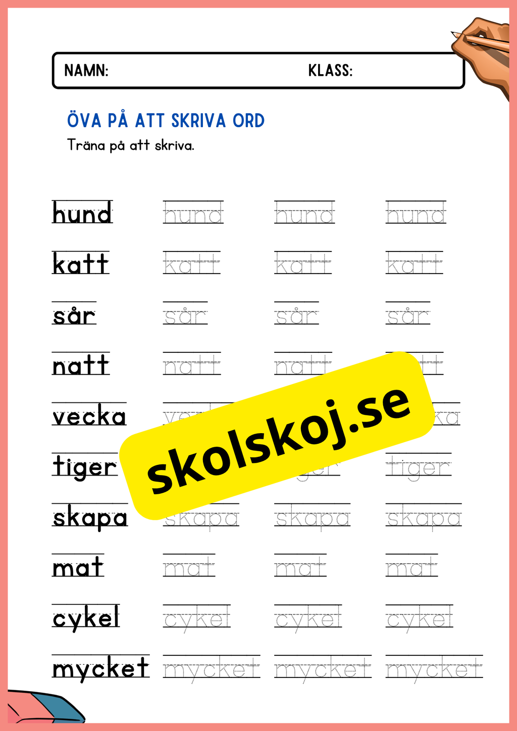 Öva på att skriva ord - Häfte
