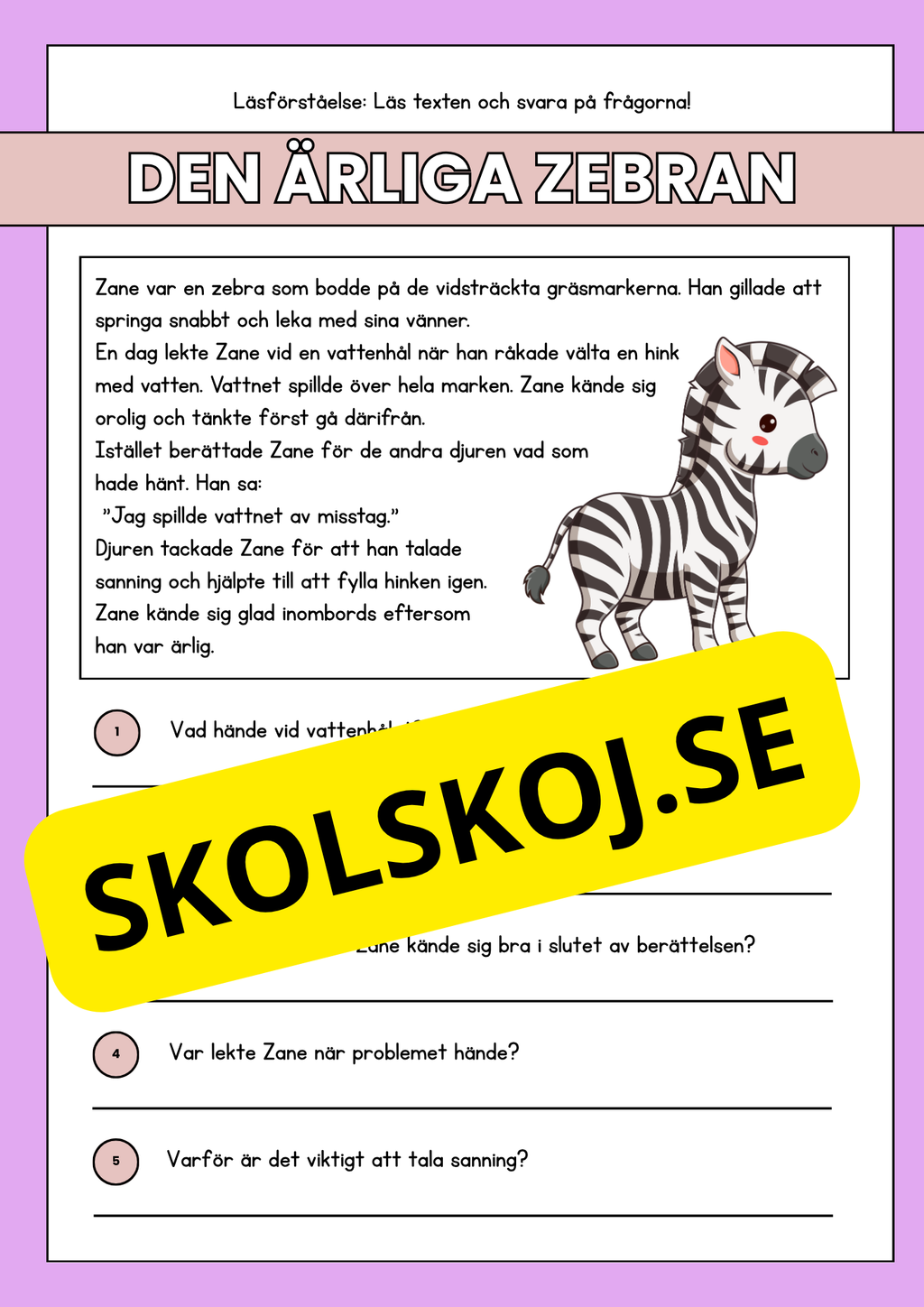 Läsförståelse - Djur- 14 texter
