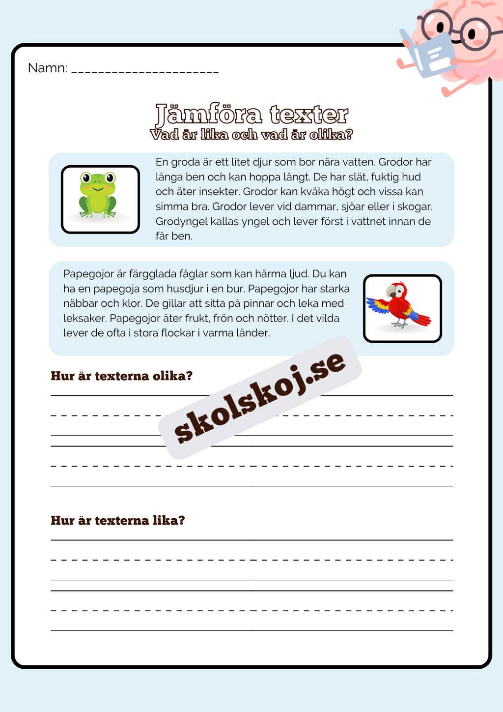 Jämföra texter - Årskurs 2 - 4