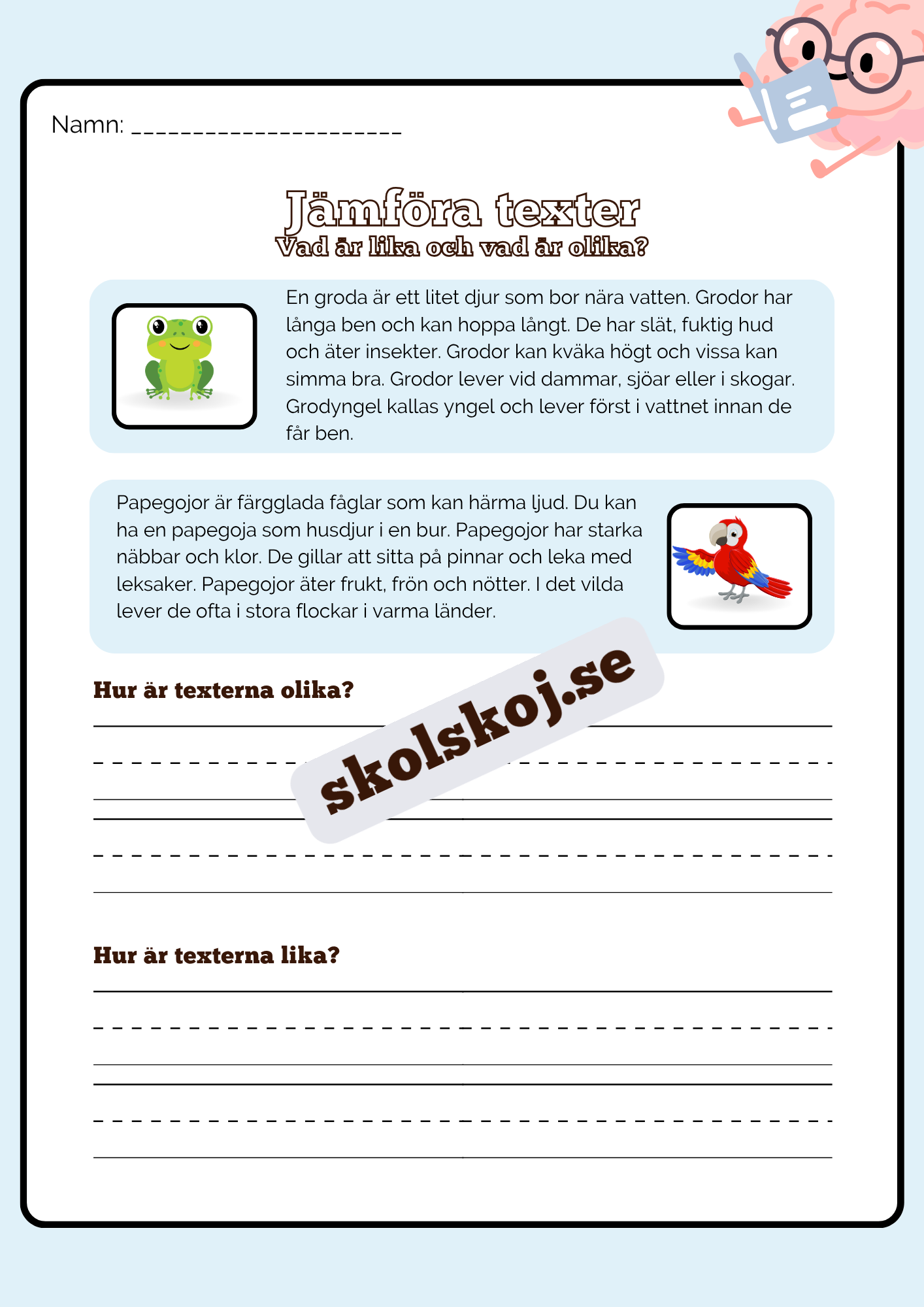 Jämföra texter - Årskurs 2 - 4