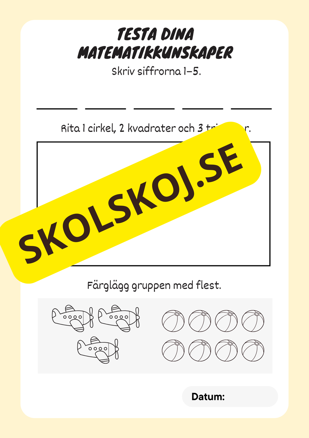 Matteäventyr – Arbetsbok för förskolan