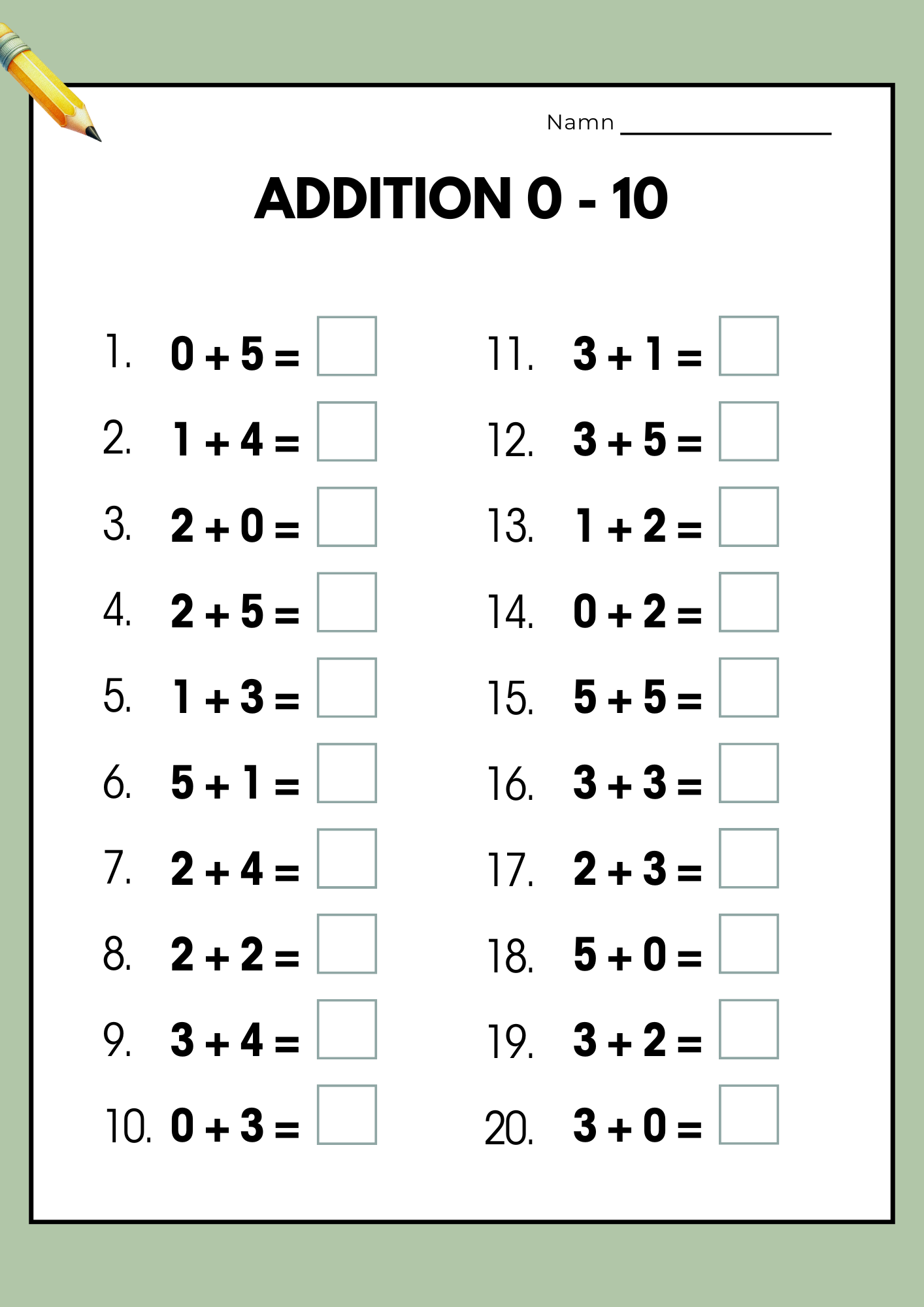 Addition 0 - 10