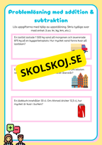 Addition & subtraktion med uppställning + Problemlösning åk 4 - 5