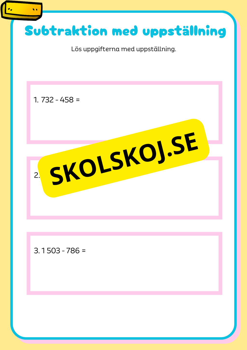 Addition & subtraktion med uppställning + Problemlösning åk 4 - 5