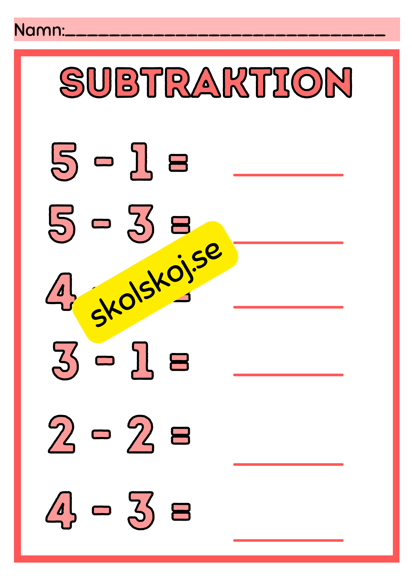 Addition och subtraktion - 0 - 10