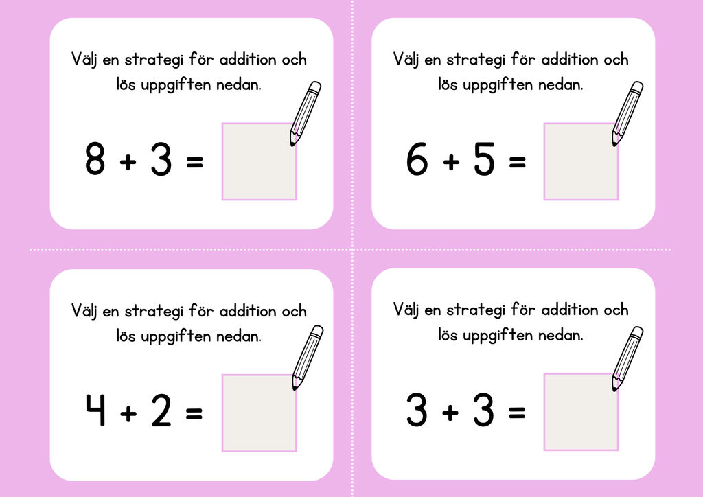 Addition och subtraktion - Flashkort (40 st)