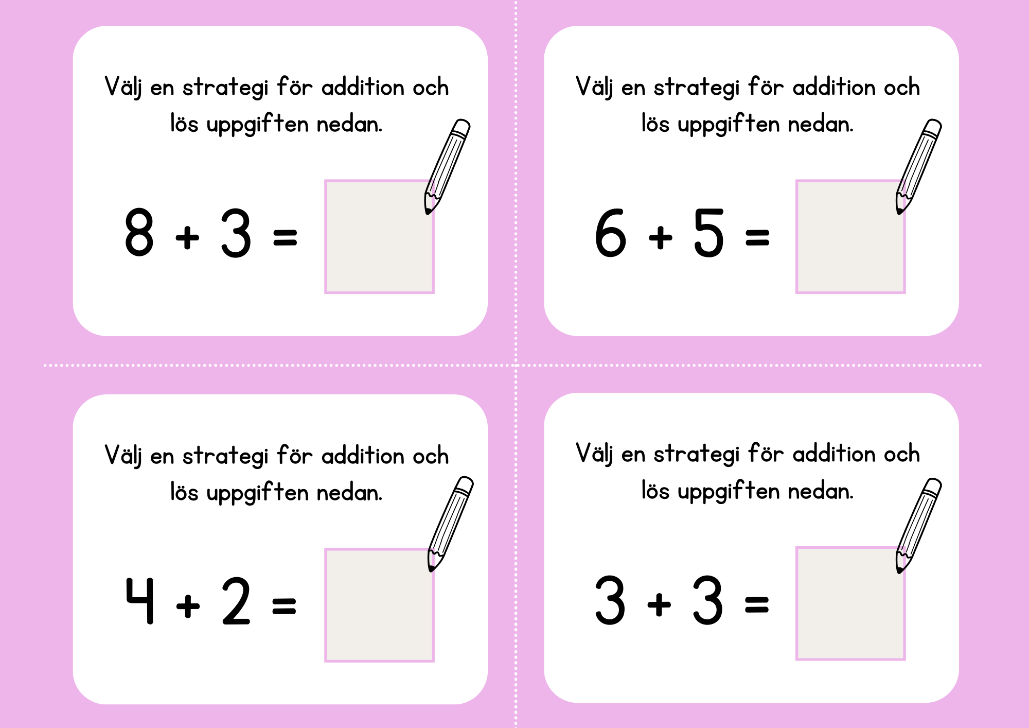 Addition och subtraktion - Flashkort (40 st)