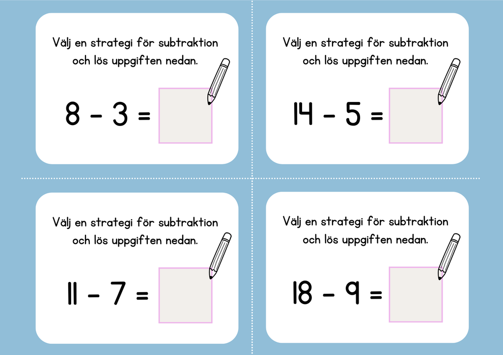 Addition och subtraktion - Flashkort (40 st)