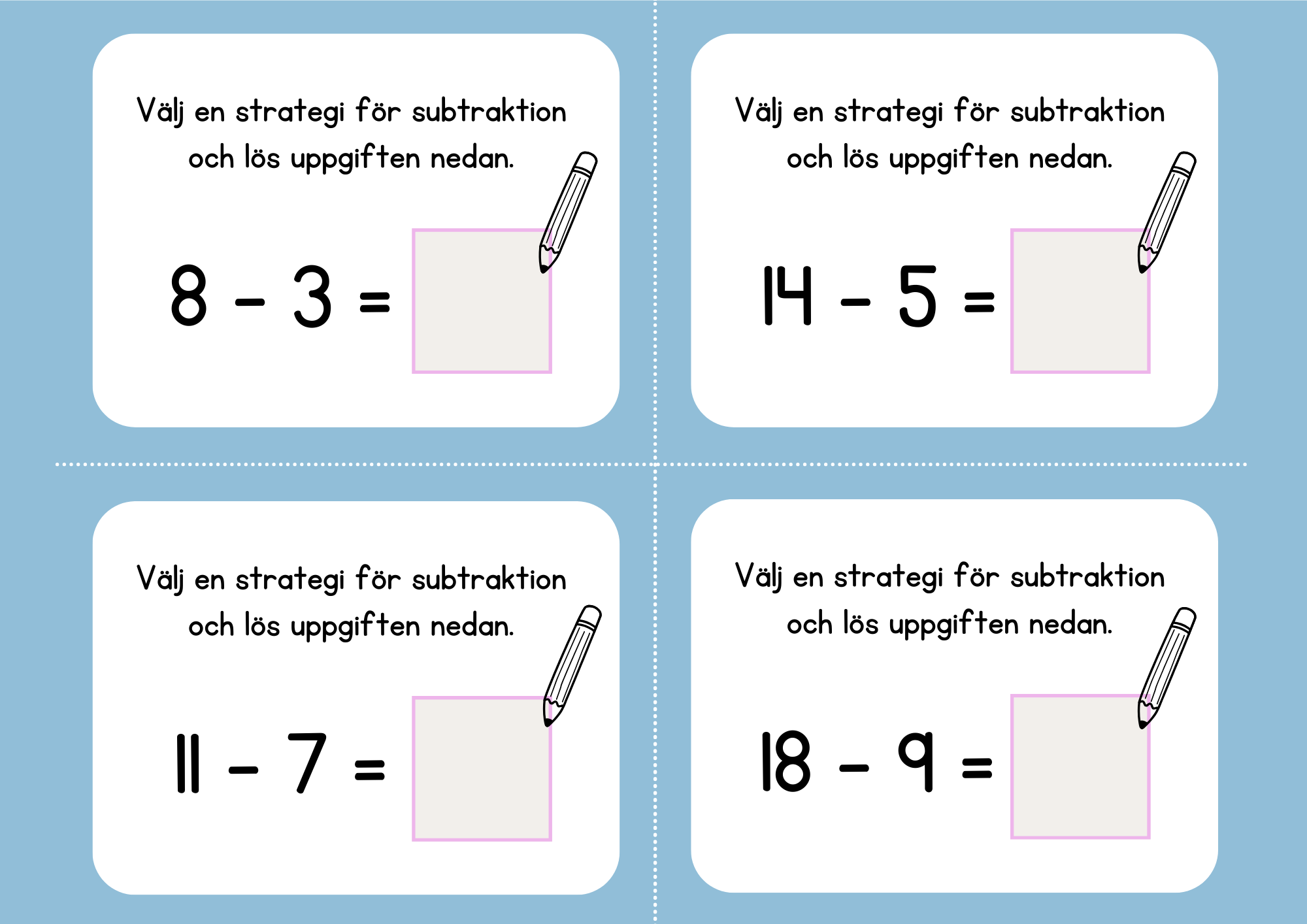 Addition och subtraktion - Flashkort (40 st)