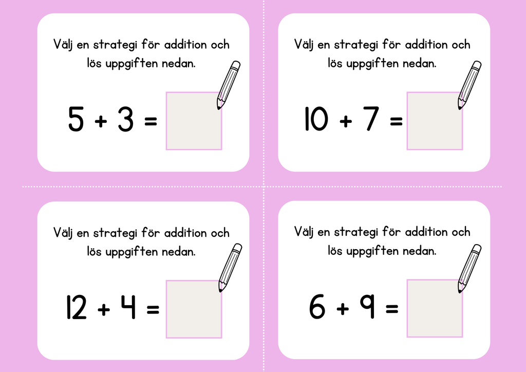 Addition och subtraktion - Flashkort (40 st)
