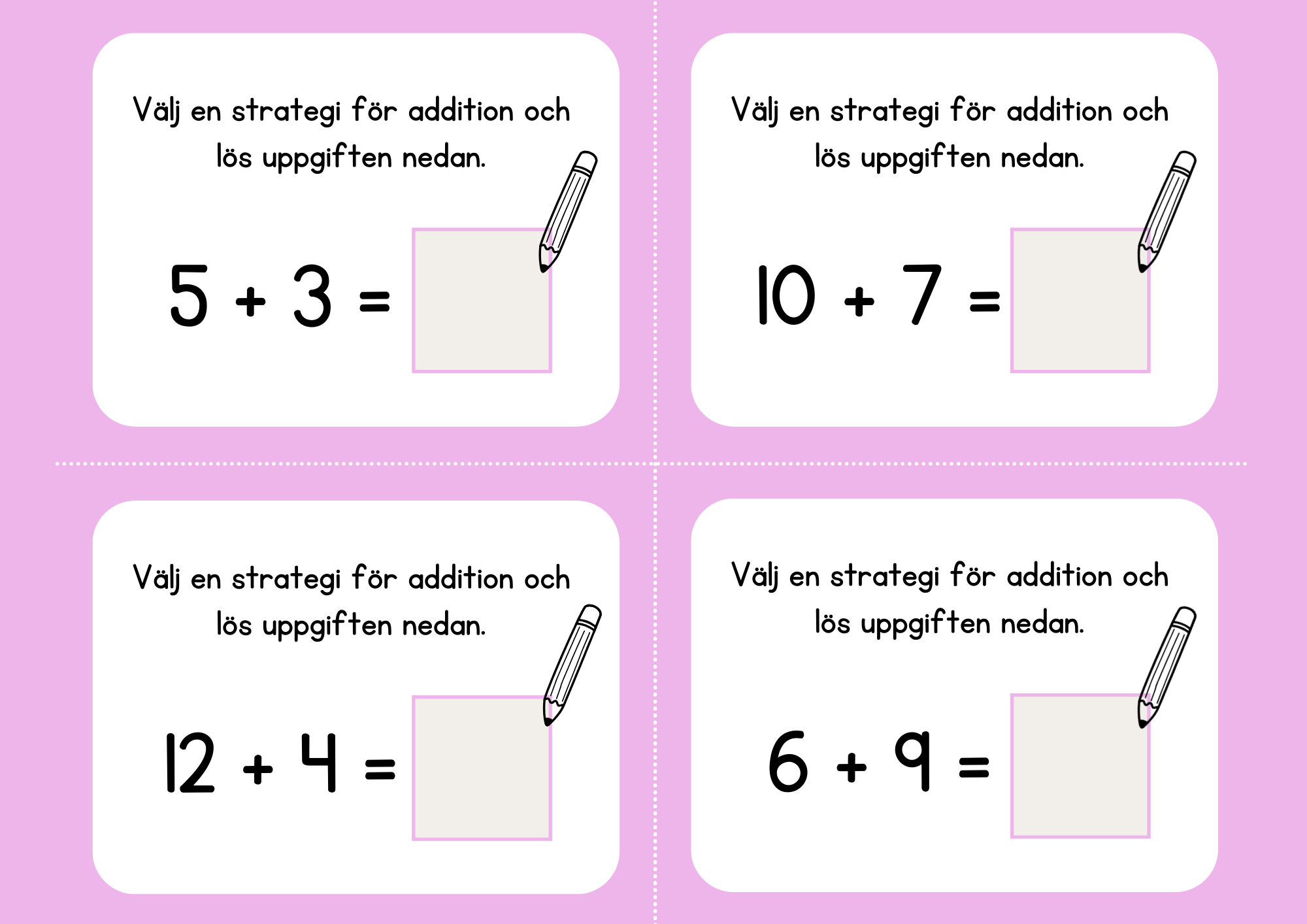Addition och subtraktion - Flashkort (40 st)