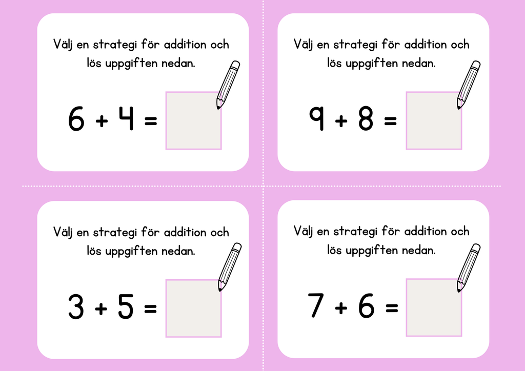 Addition och subtraktion - Flashkort (40 st)