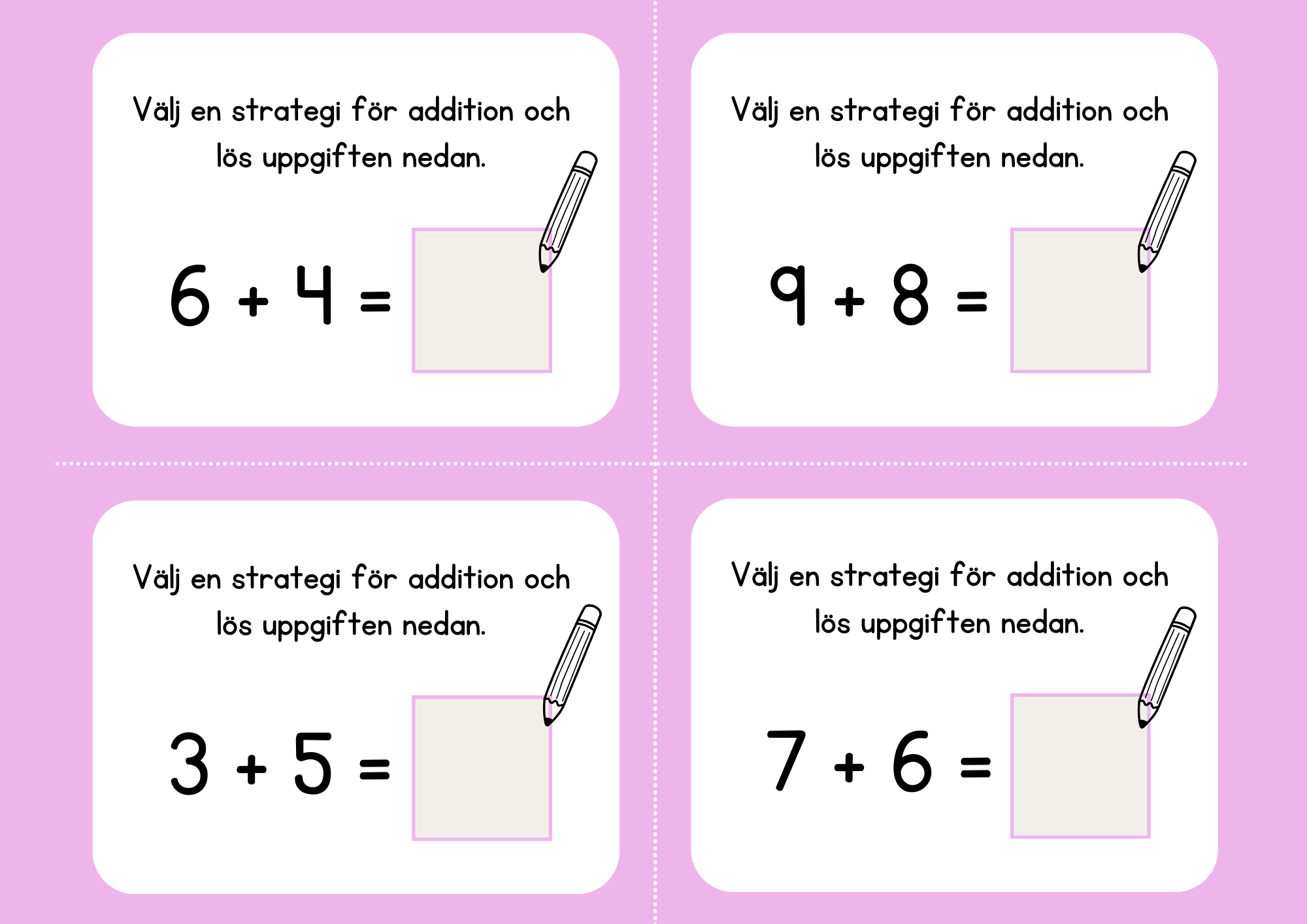 Addition och subtraktion - Flashkort (40 st)