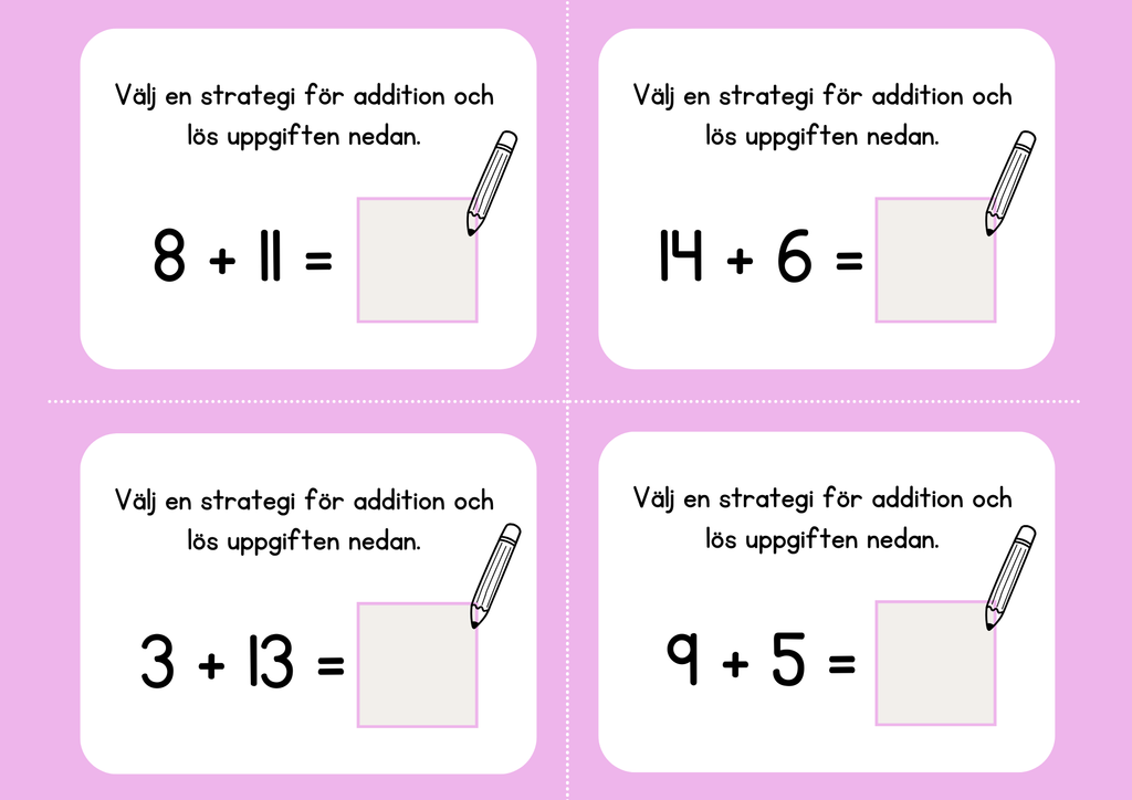 Addition och subtraktion - Flashkort (40 st)