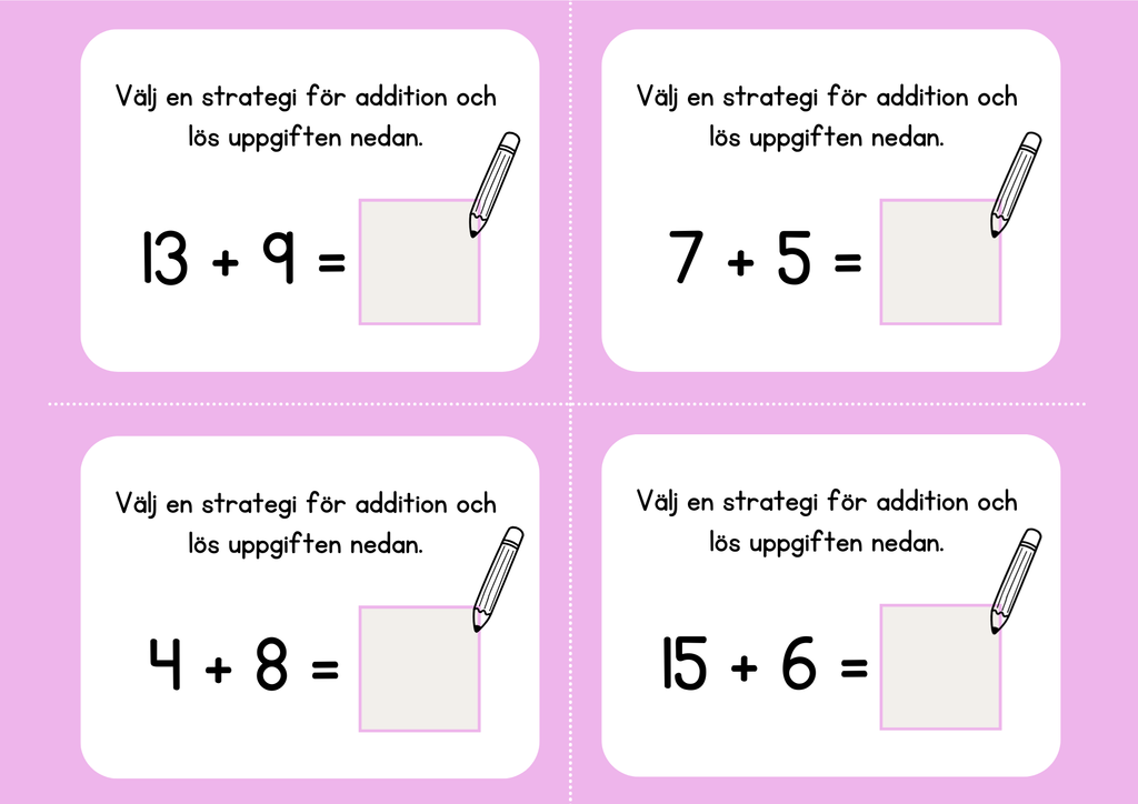 Addition och subtraktion - Flashkort (40 st)