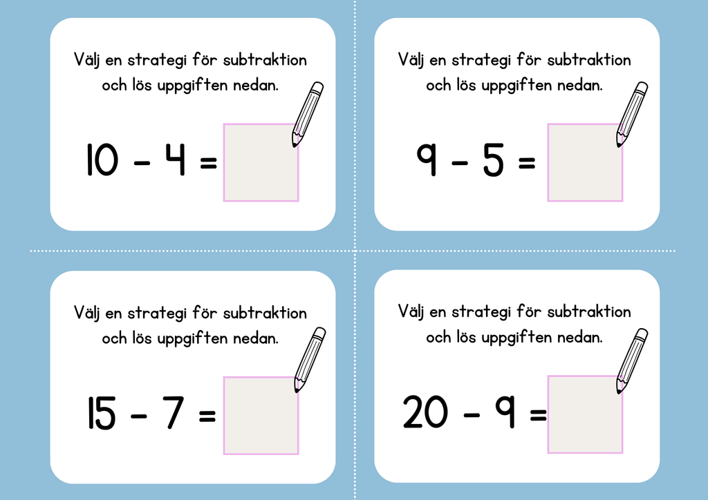 Addition och subtraktion - Flashkort (40 st)