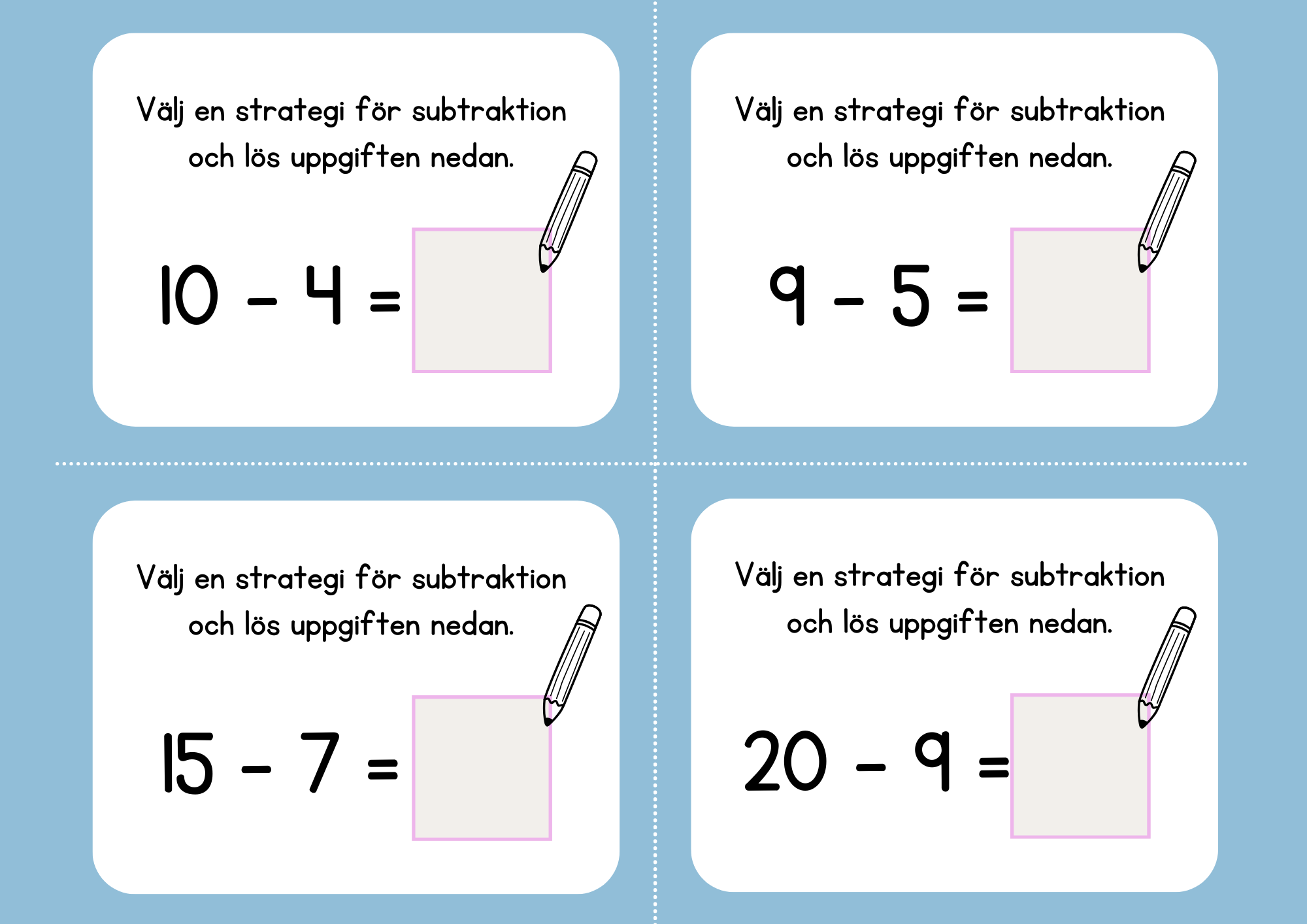 Addition och subtraktion - Flashkort (40 st)