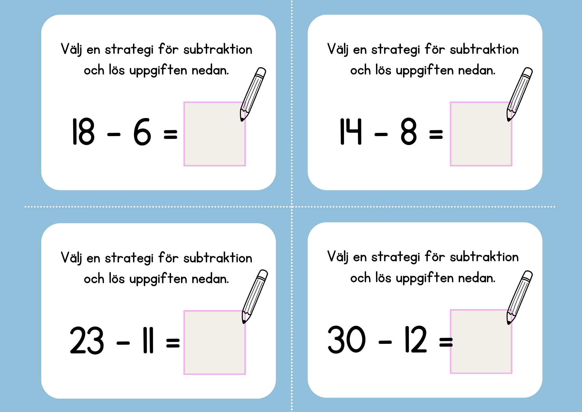 Addition och subtraktion - Flashkort (40 st)