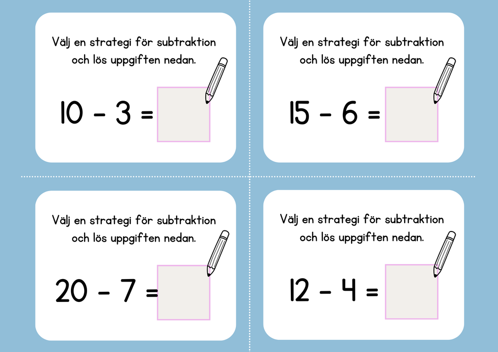 Addition och subtraktion - Flashkort (40 st)