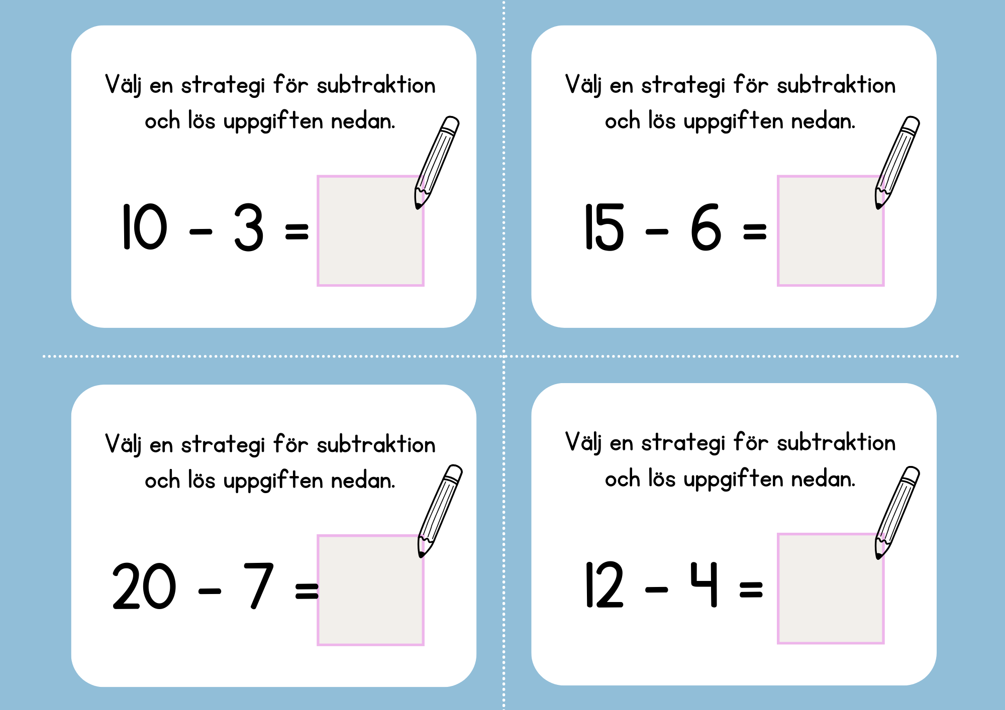 Addition och subtraktion - Flashkort (40 st)