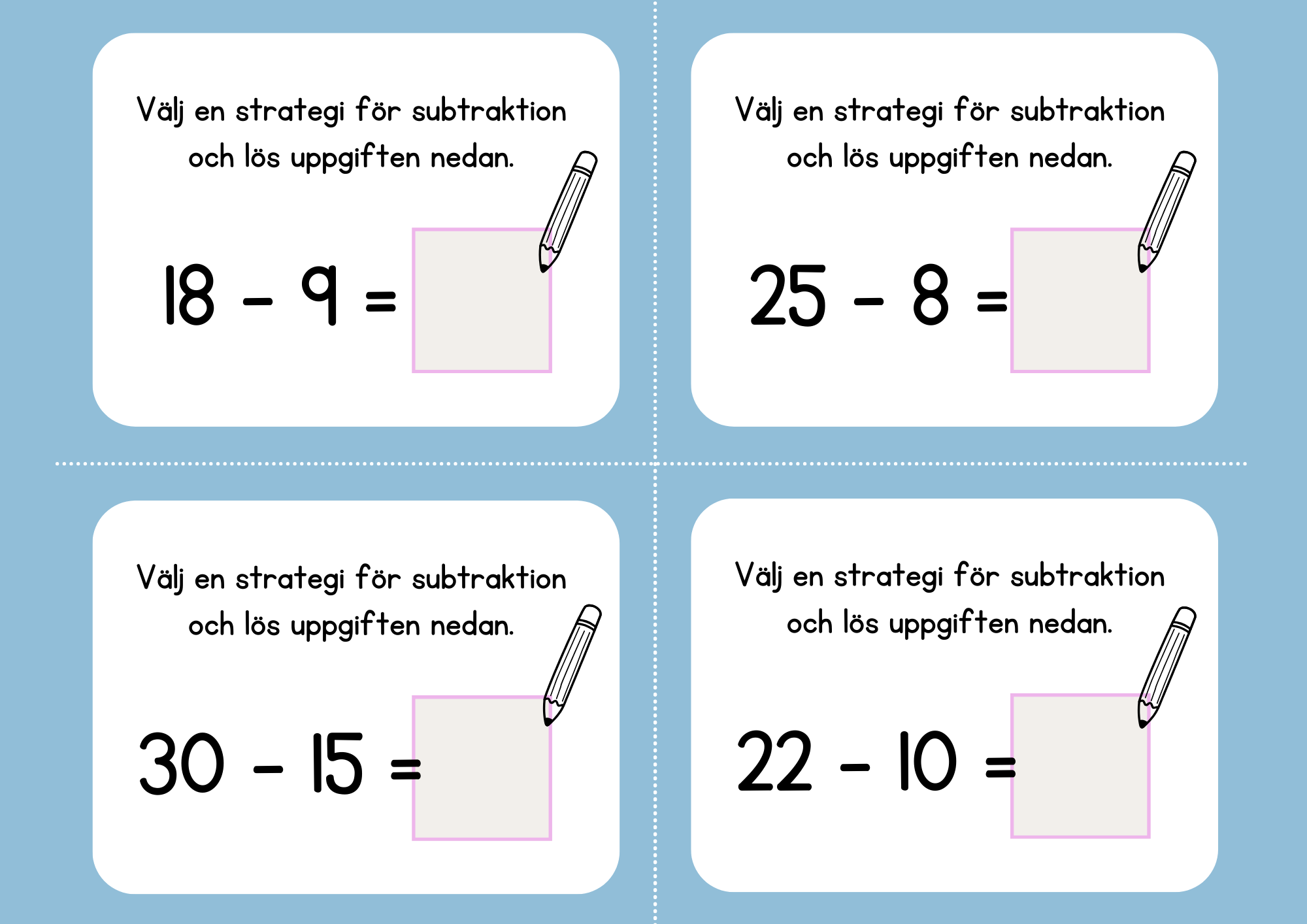 Addition och subtraktion - Flashkort (40 st)