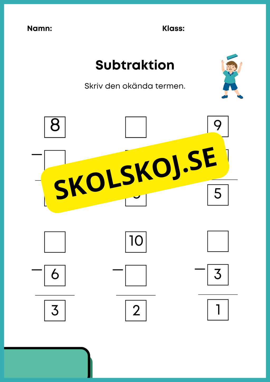 Addition och subtraktion med okända termer